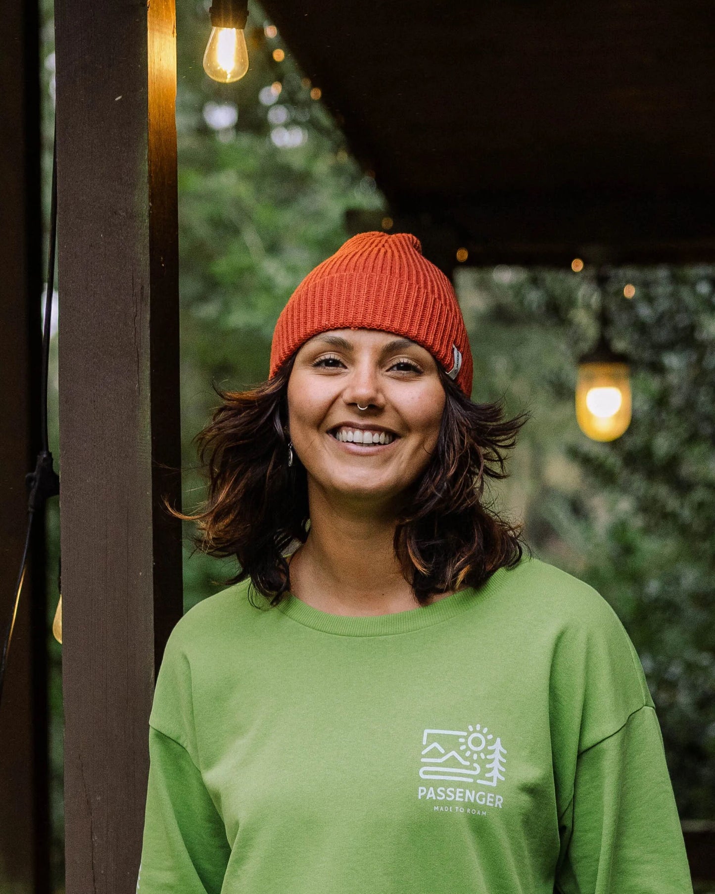 Compass Recycled Beanie - Baked Clay - Lifestyle - Female