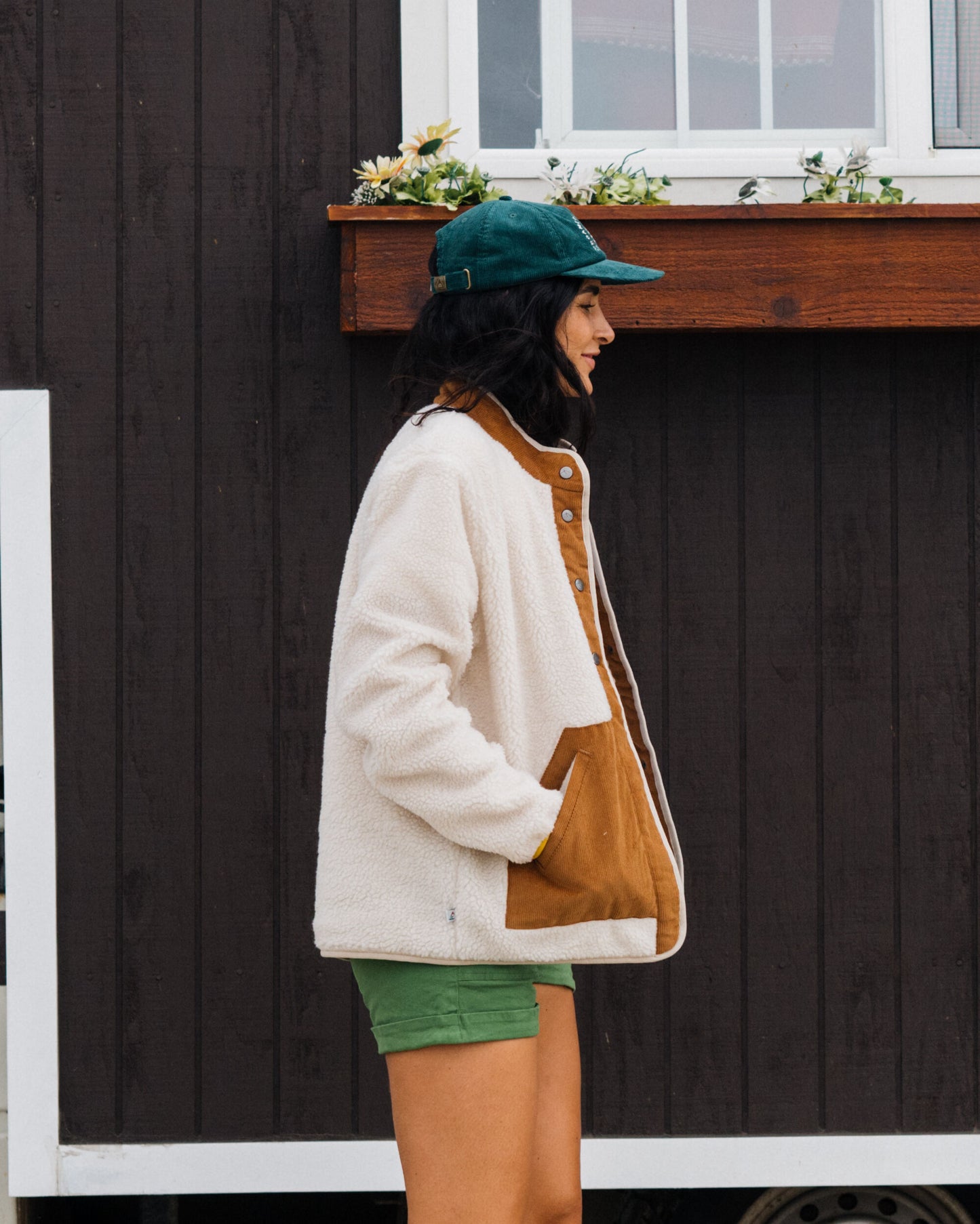 Clover Recycled Cotton-Lined Sherpa Fleece - Vintage White - Lifestyle