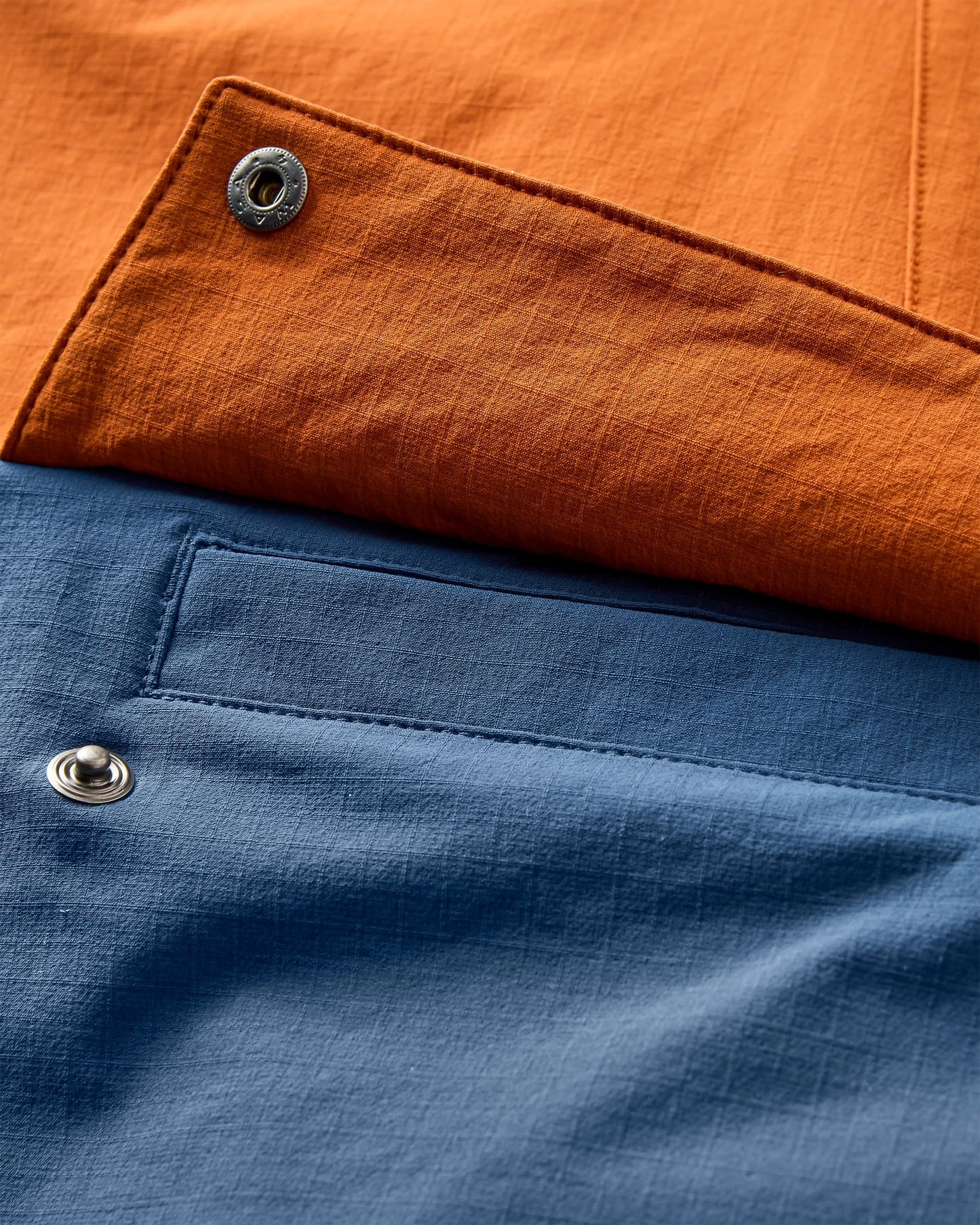 Ocean Light Recycled Softshell Jacket - Dark Denim/Sunset Orange - Flatlay