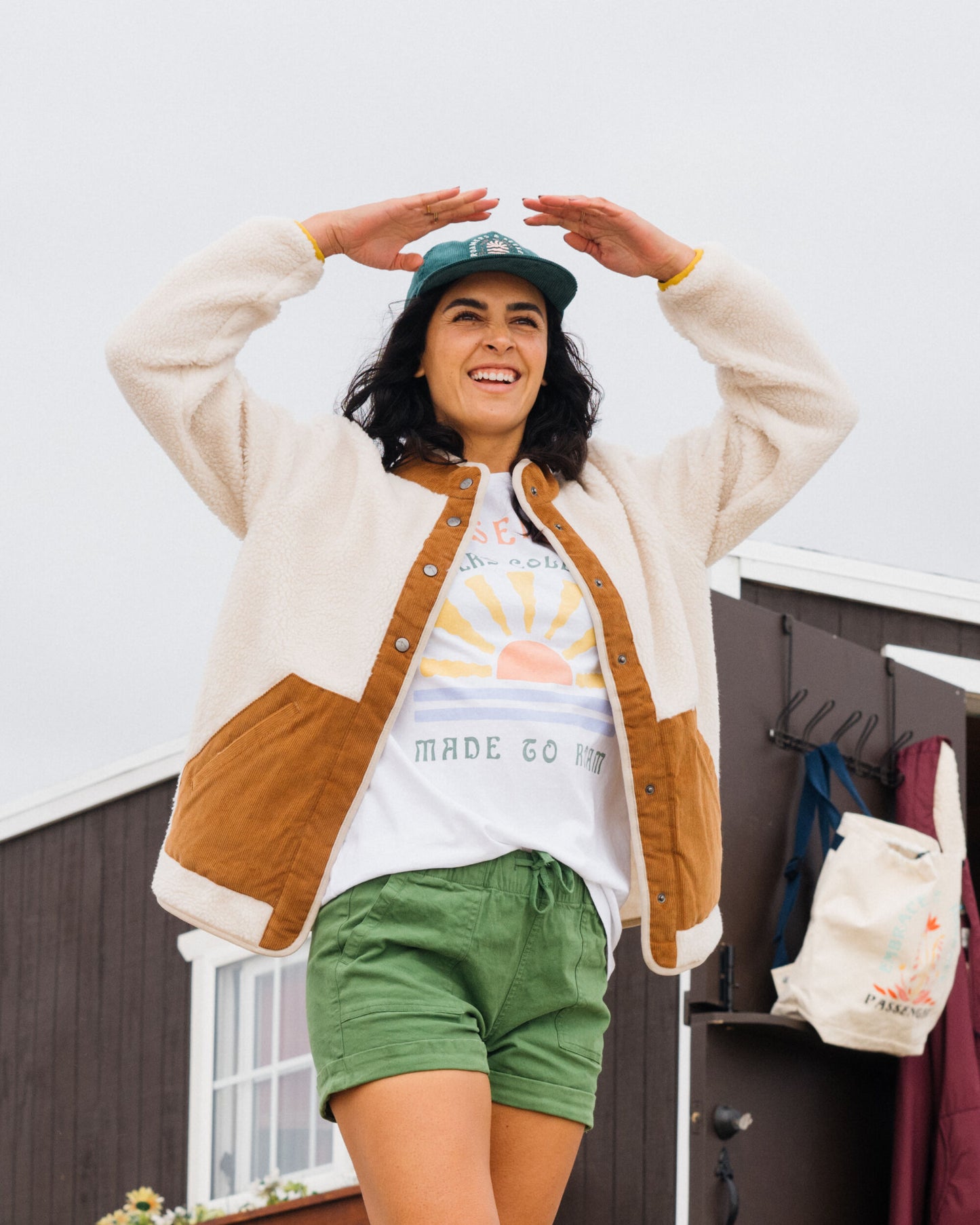 Clover Recycled Cotton-Lined Sherpa Fleece - Vintage White - Lifestyle