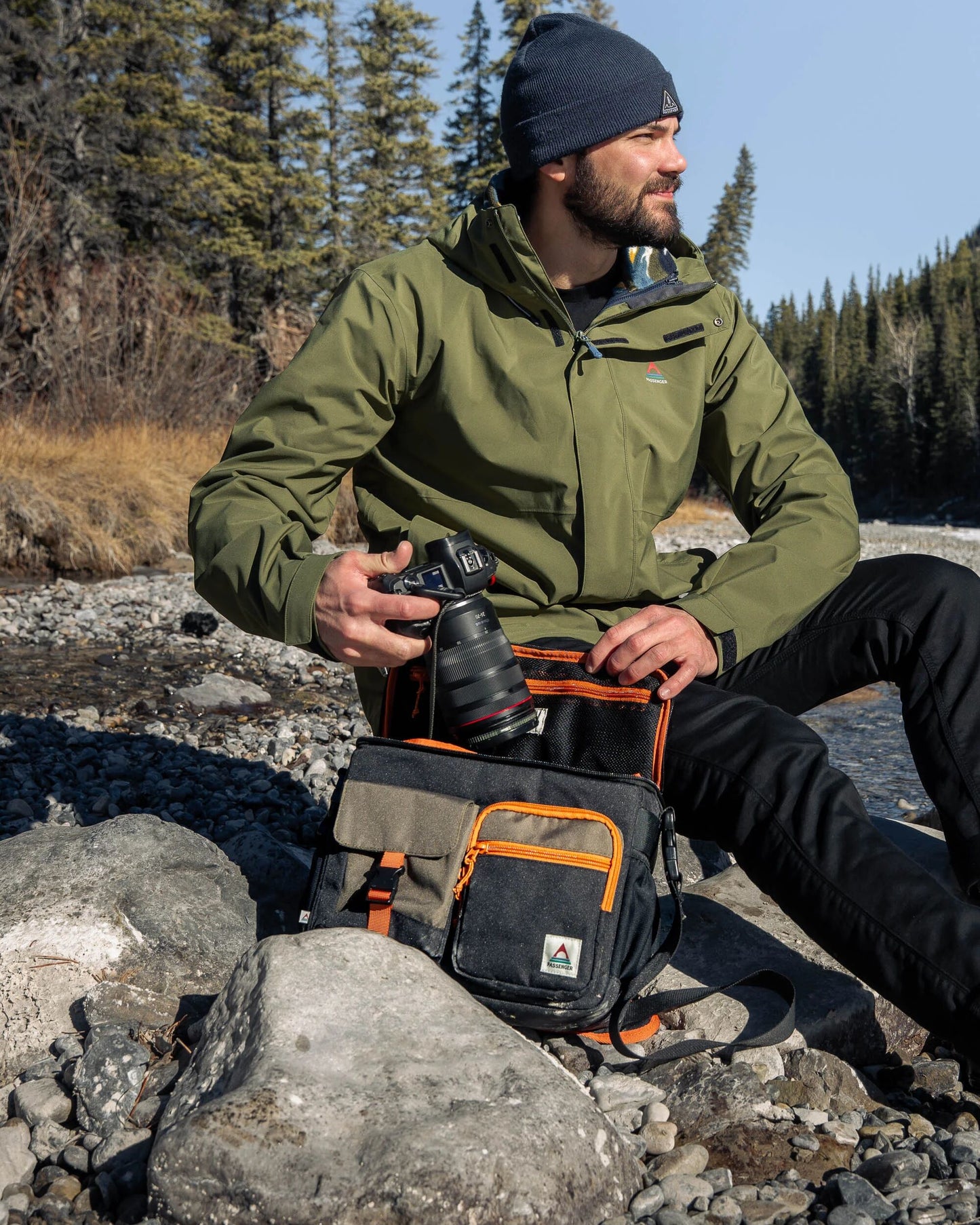 MensBoondocker Recycled Camera Bag - True Black/ Khaki - Lifestyle