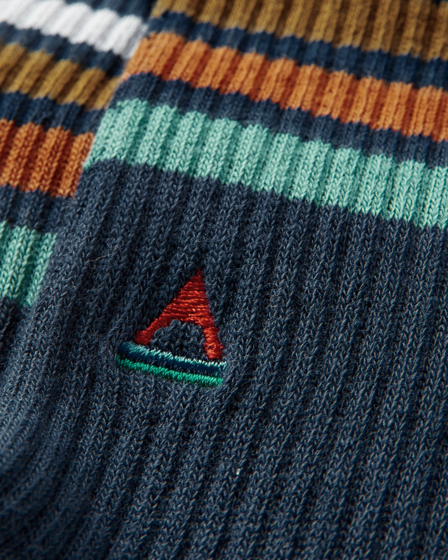 Organic Midweight Crew Socks - Navy - Flatlay