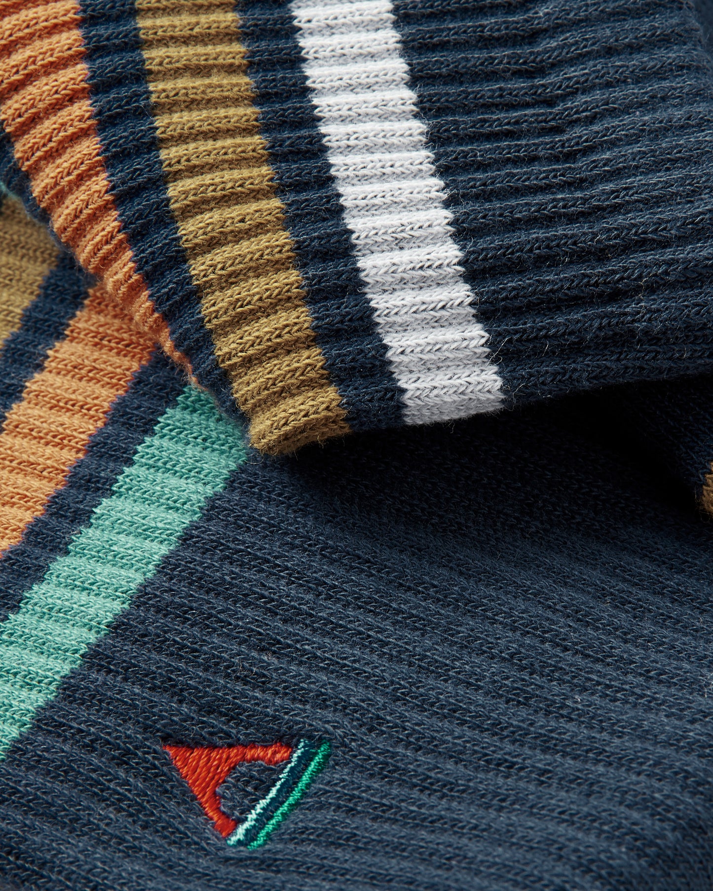 Organic Midweight Crew Socks - Navy - Flatlay