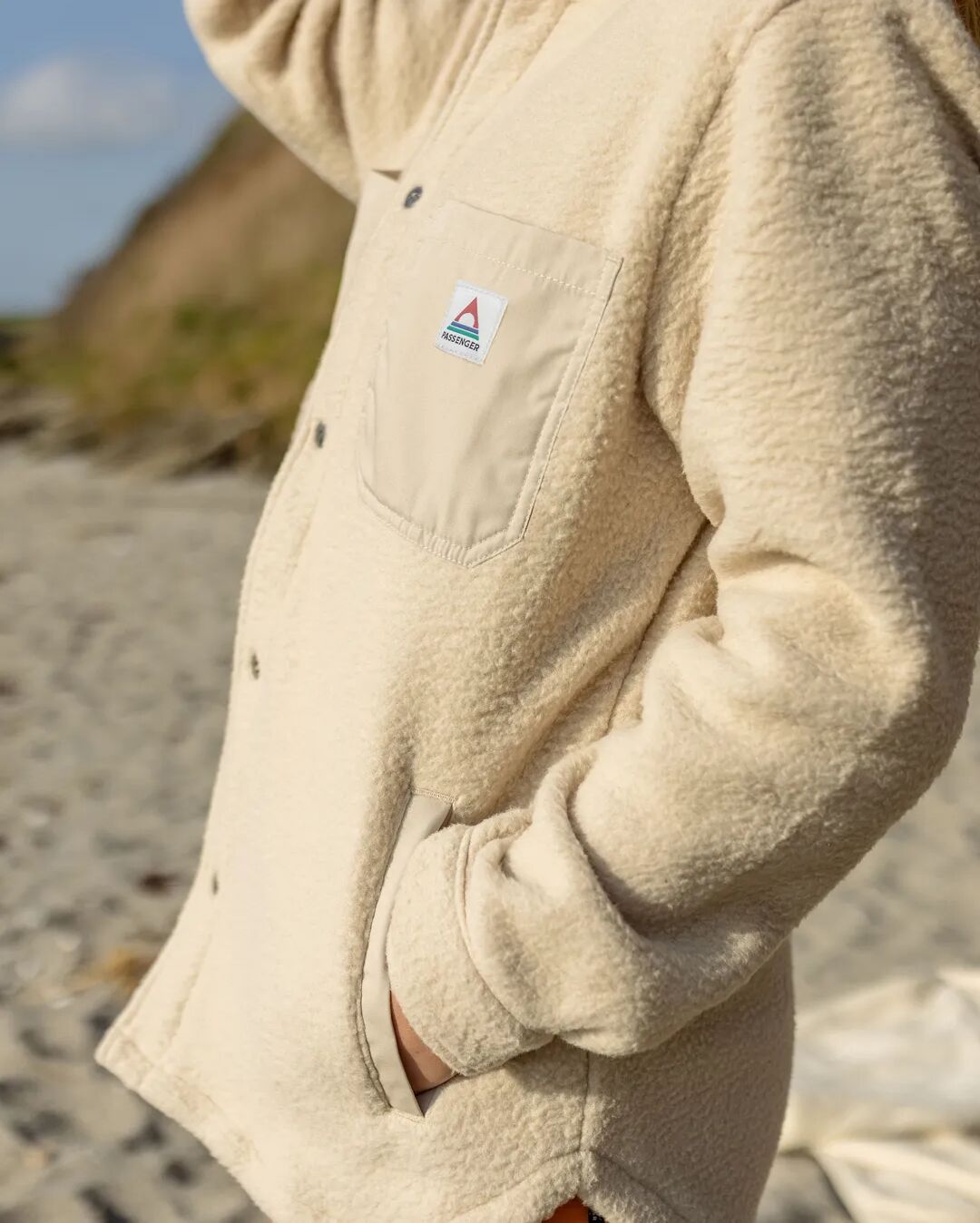 Rappel Recycled Sherpa Oversized Shirt - Oatmeal - Lifestyle