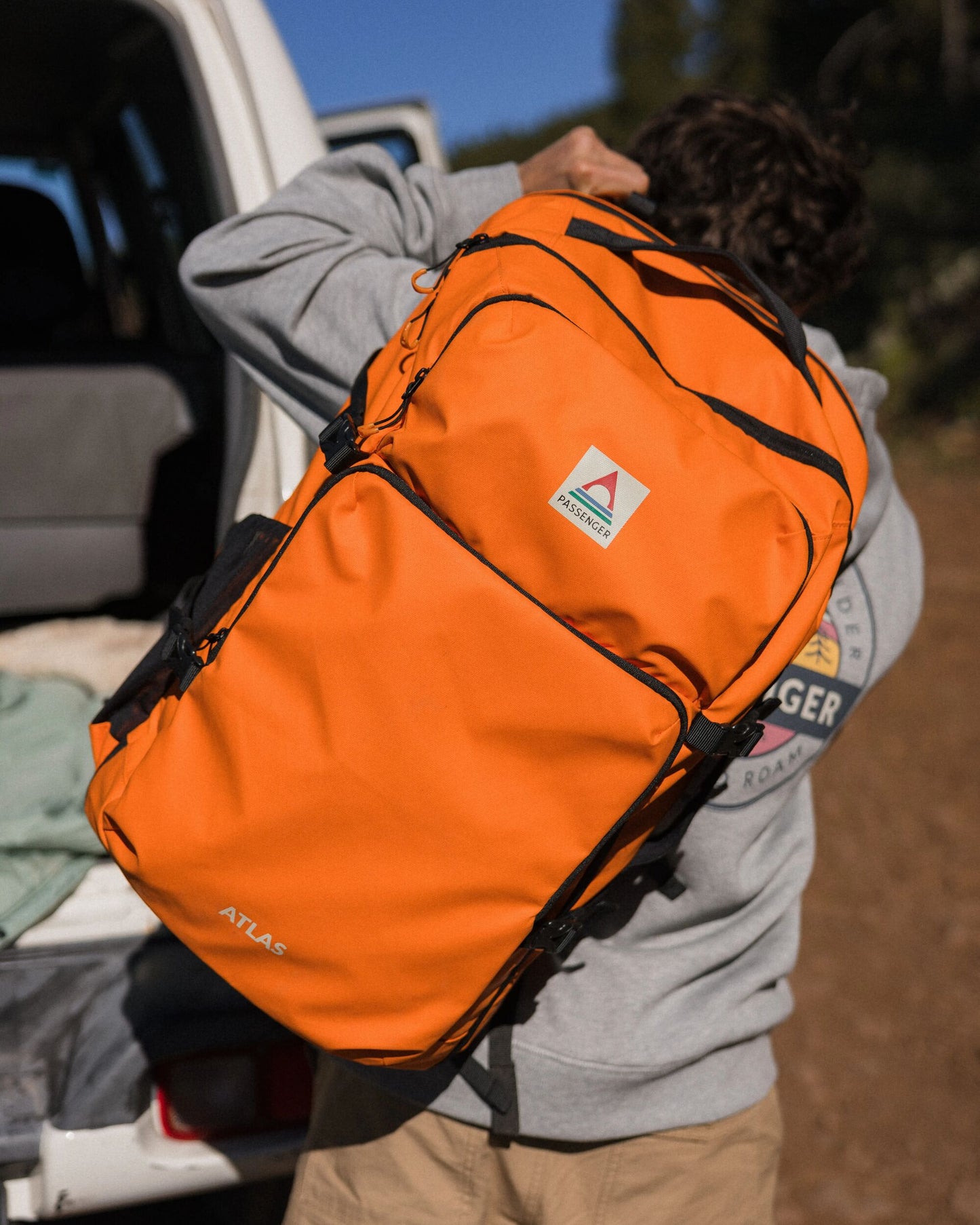 Atlas Recycled Backpack Duffel - Sunrise Orange - Lifestyle
