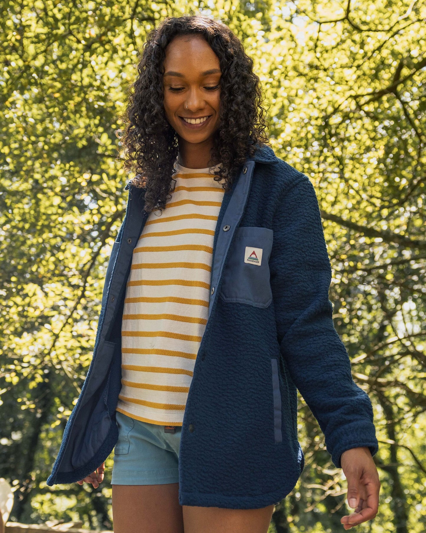 Rappel Recycled Sherpa Oversized Shirt - Dark Denim - Lifestyle