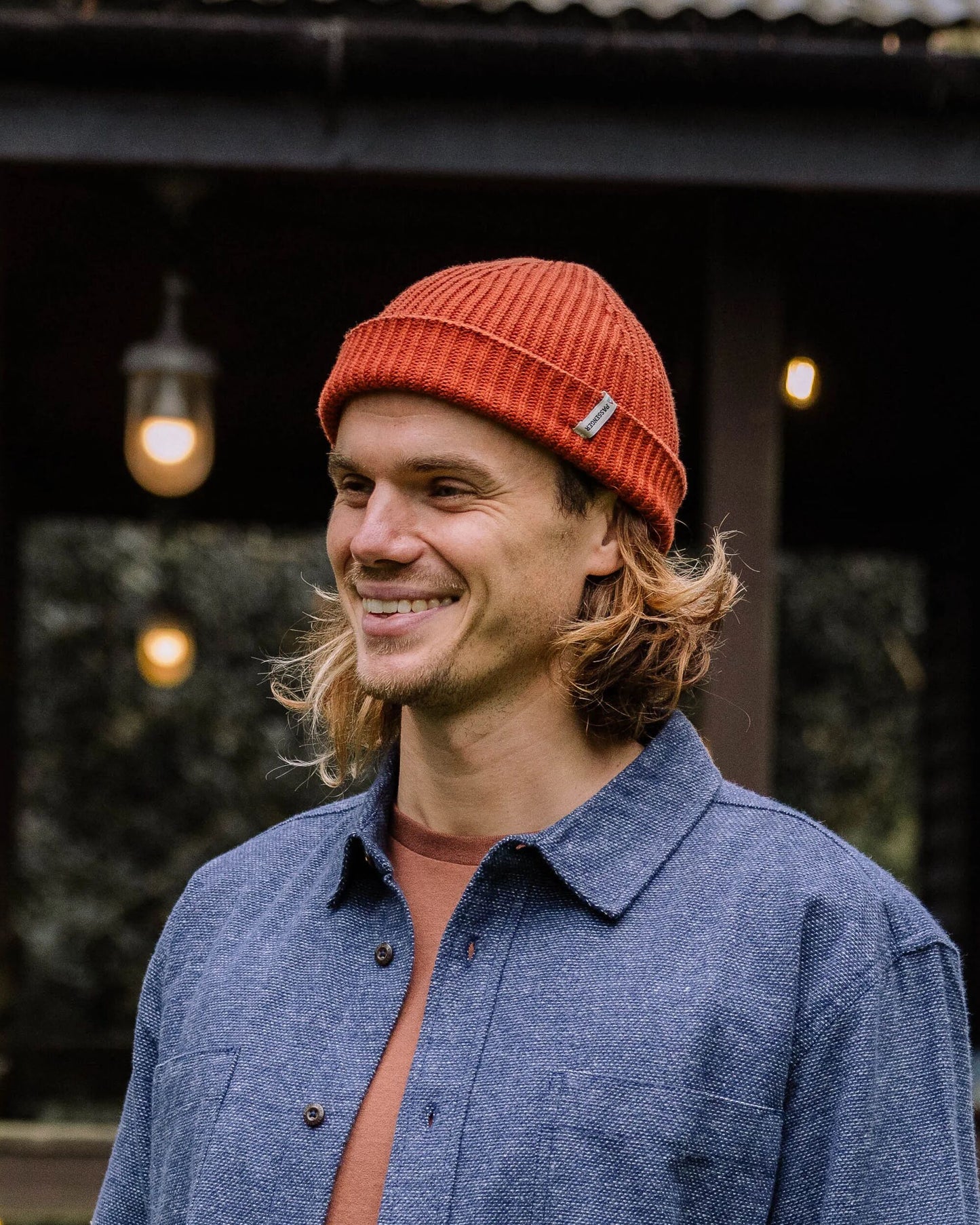 Compass Recycled Beanie - Baked Clay - Lifestyle - Male