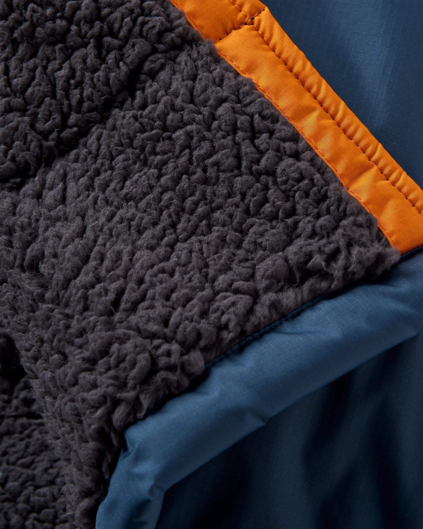 Waves Recycled Sherpa Lined Changing Robe - Sunrise Orange/Rich Navy - Flatlay