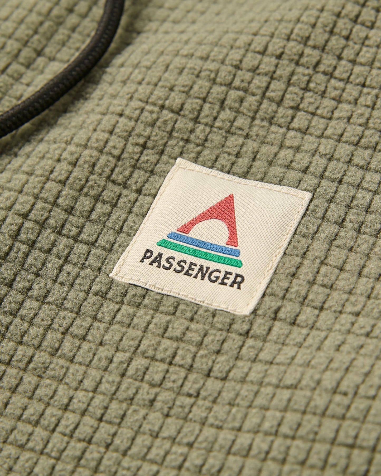 Point Grid Recycled Fleece Hoodie - Dusty Olive - Flatlay