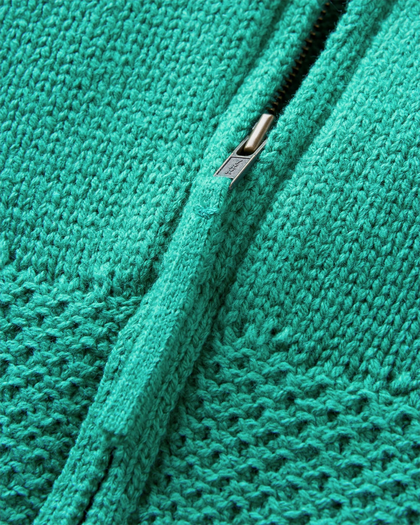 Cove Organic Cotton Knitted Zip Hoodie - Greenlake - Flatlay