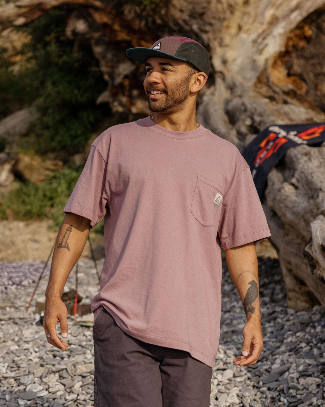 Heritage Recycled Cotton Pocket T-Shirt - Grape