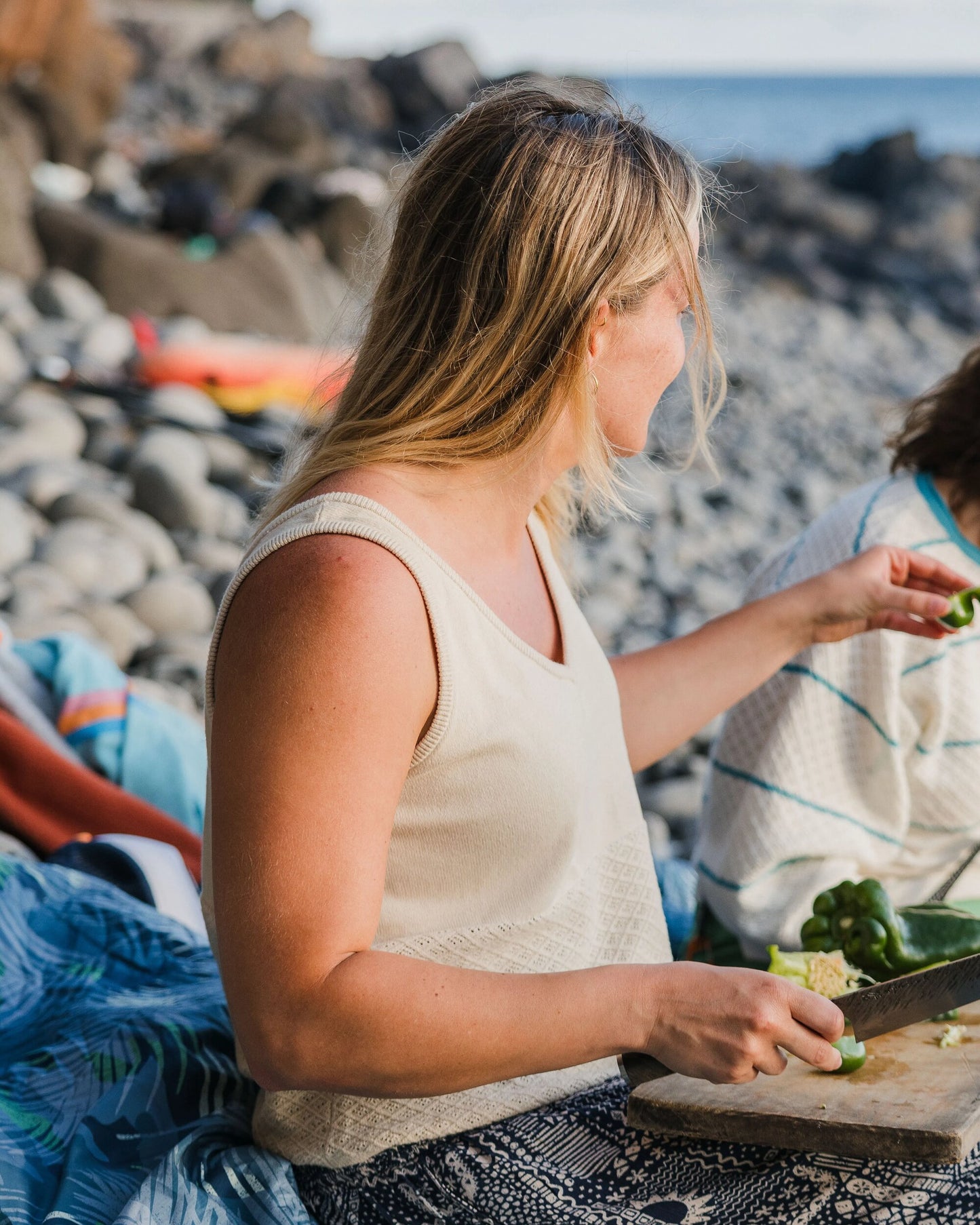 Migrate Organic Knitted Vest - Oat - Lifestyle
