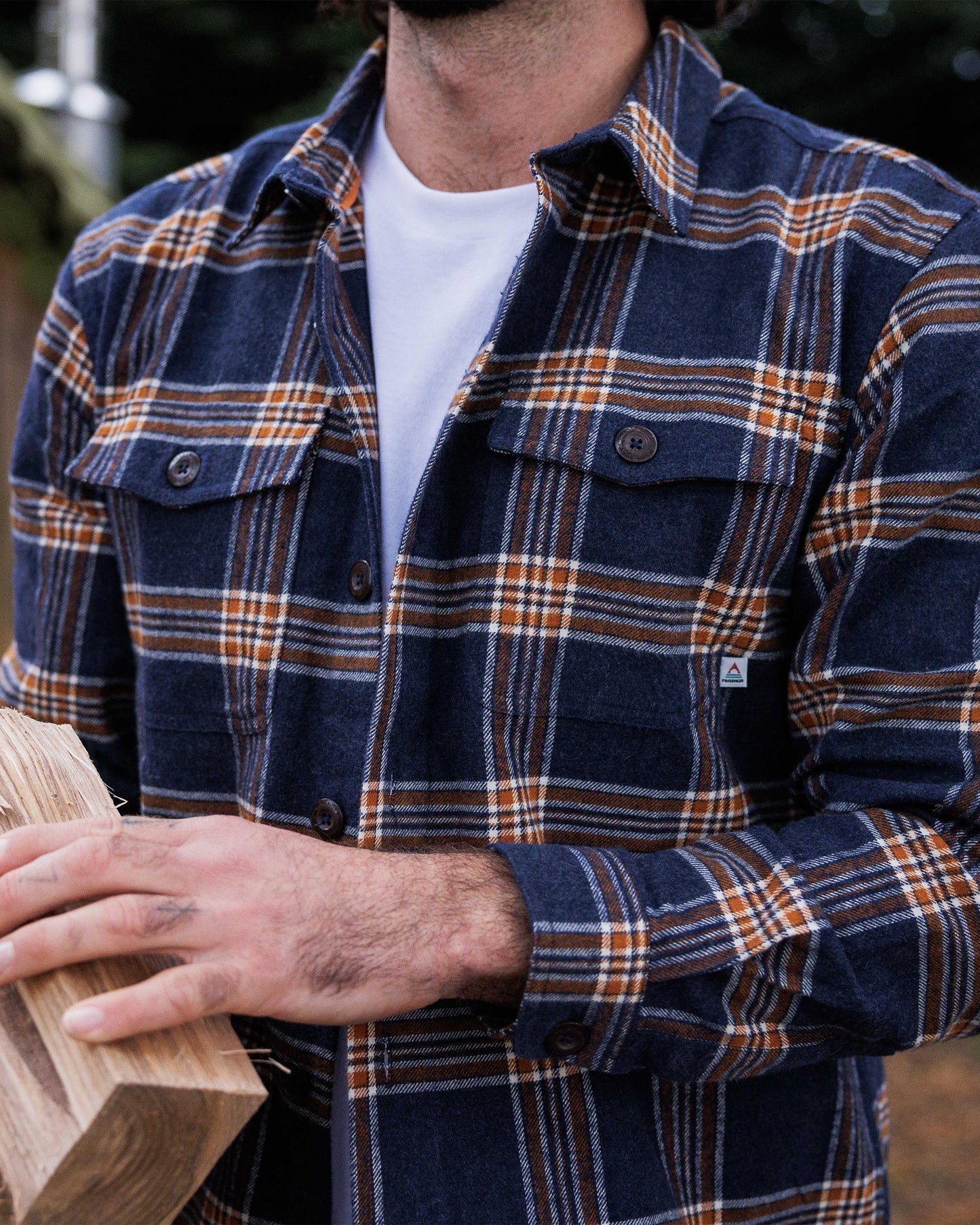 Rustic Organic Cotton Heavyweight Overshirt - Rich Navy Check