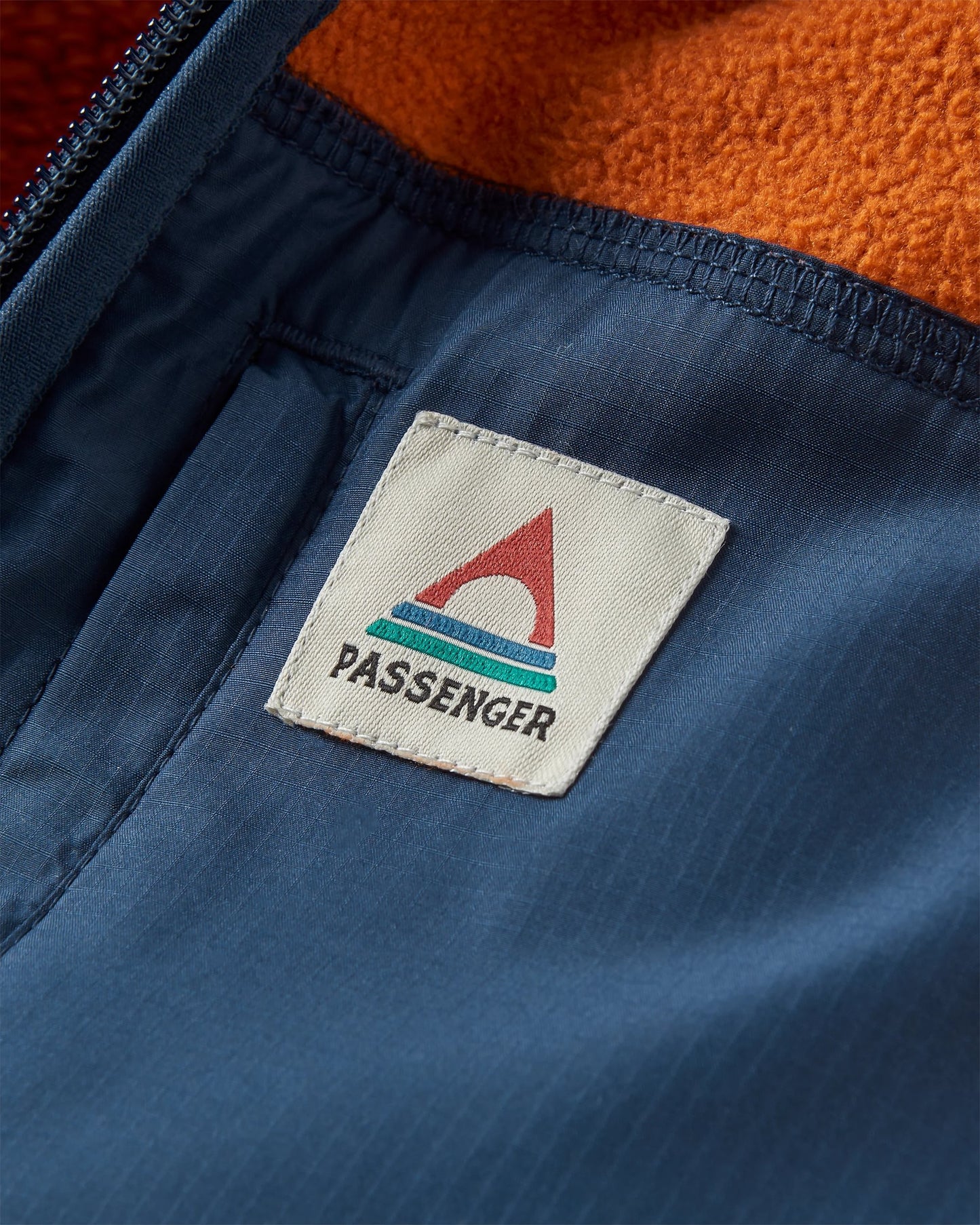 Loch Hooded Recycled Polar Fleece - Sunset Orange/Storm Grey