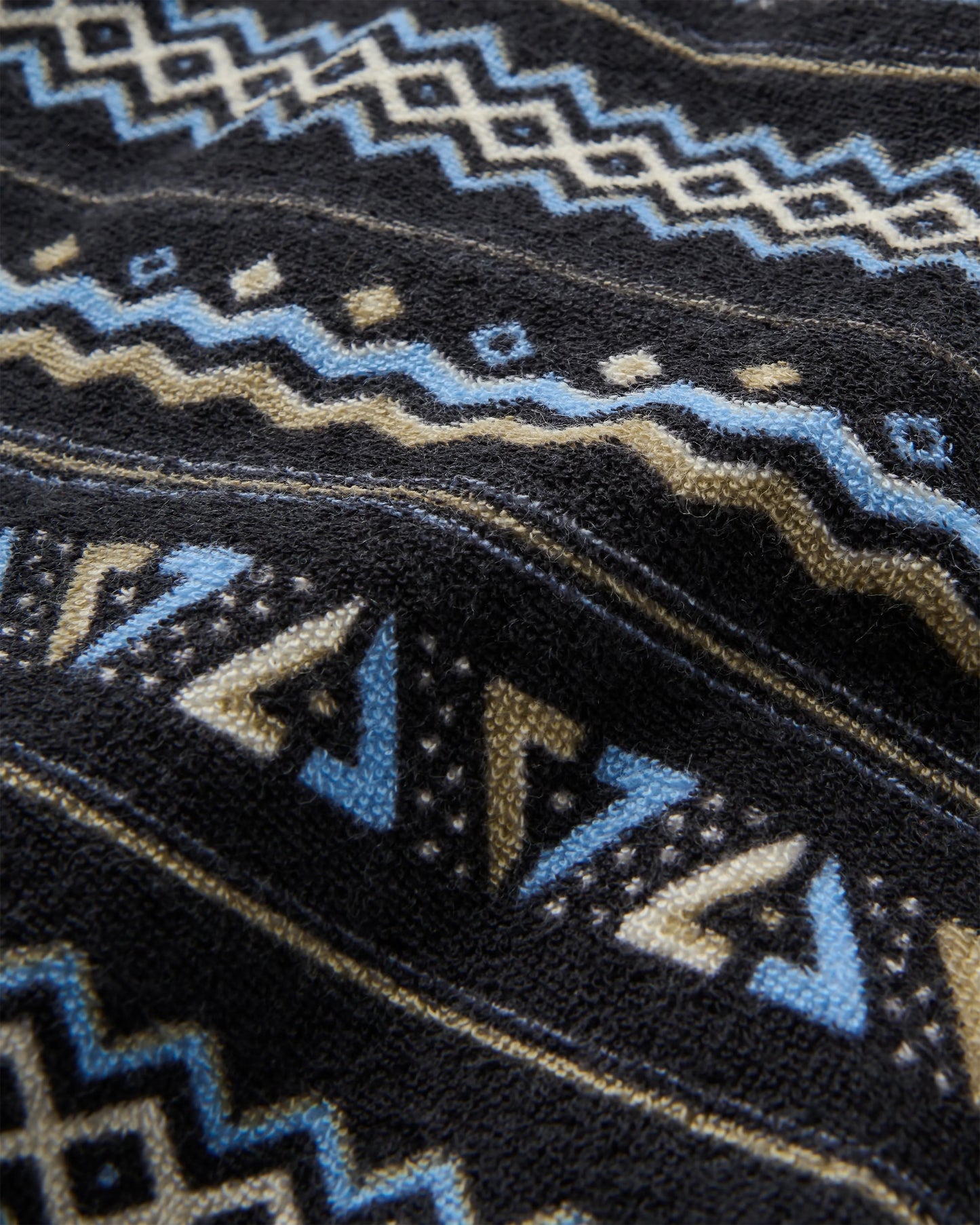Rising Towelling Polo Shirt - Geo Stripe Faded Black - Flatlay