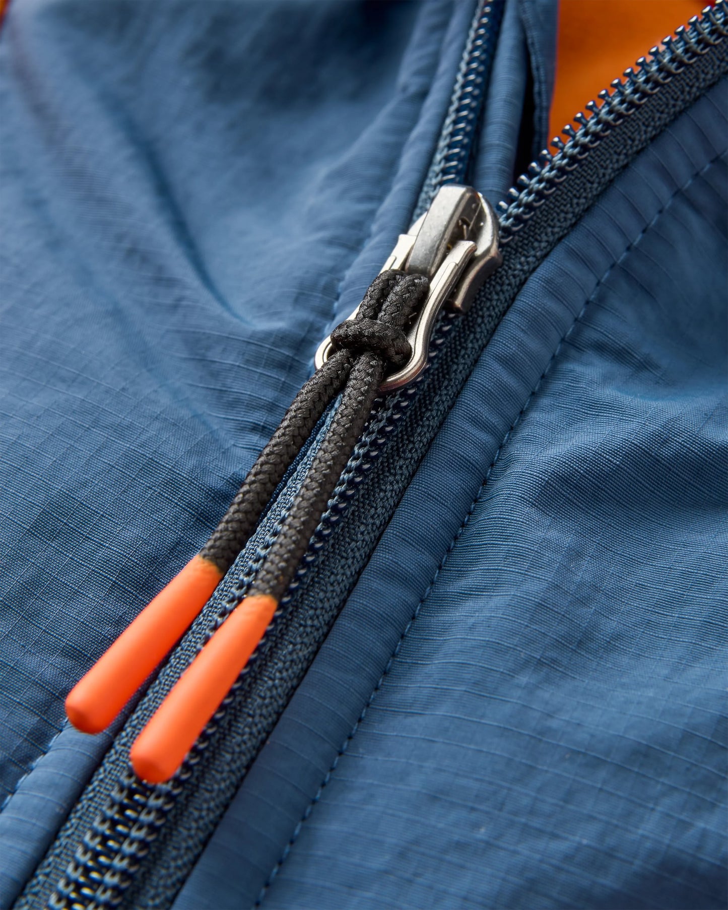Alexander Recycled Hooded Polar Fleece - Dark Denim/Sunset Orange - Flatlay