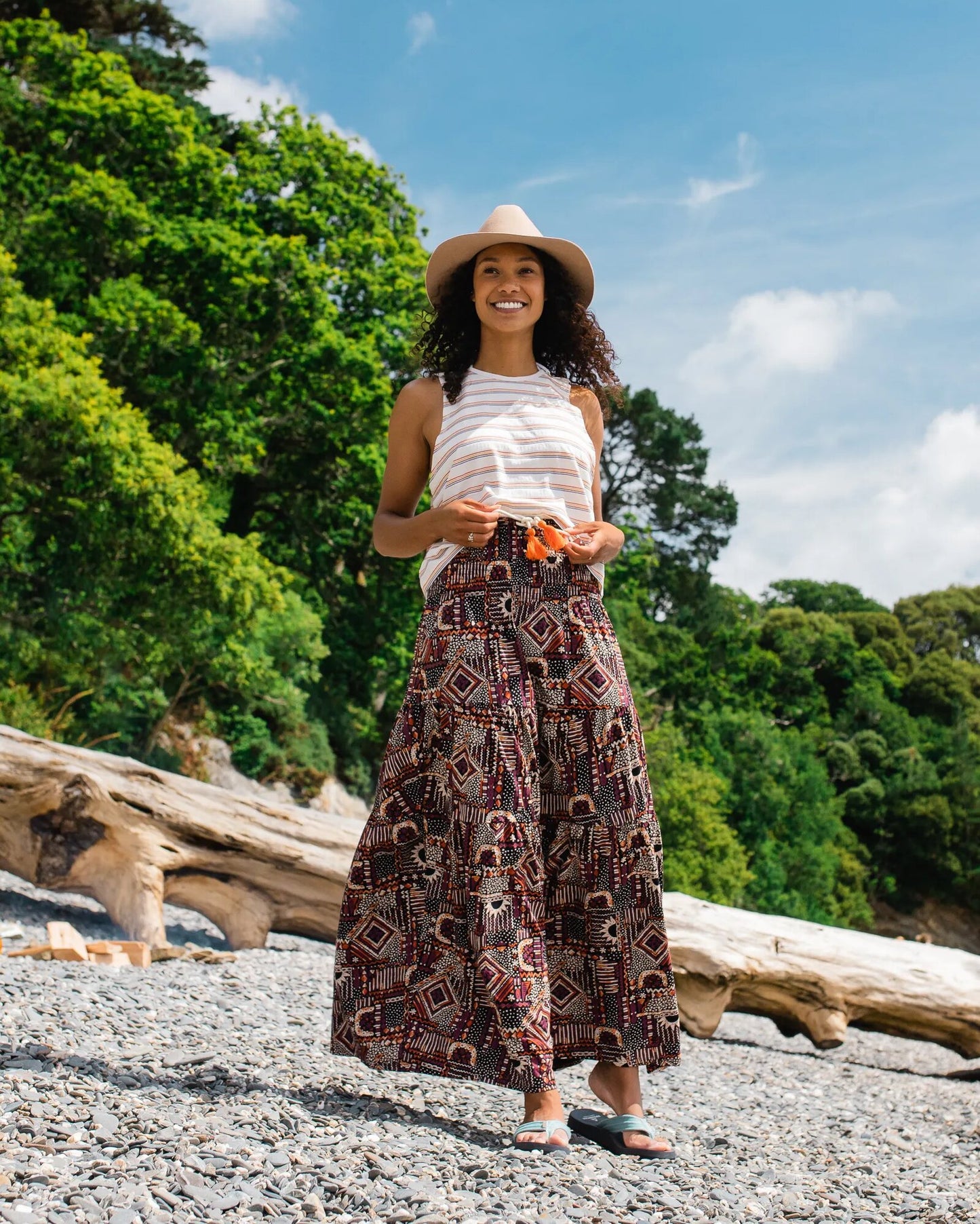Fareway Recycled Cotton Maxi Skirt - Vintage Patchwork Black/Multi - Lifestyle