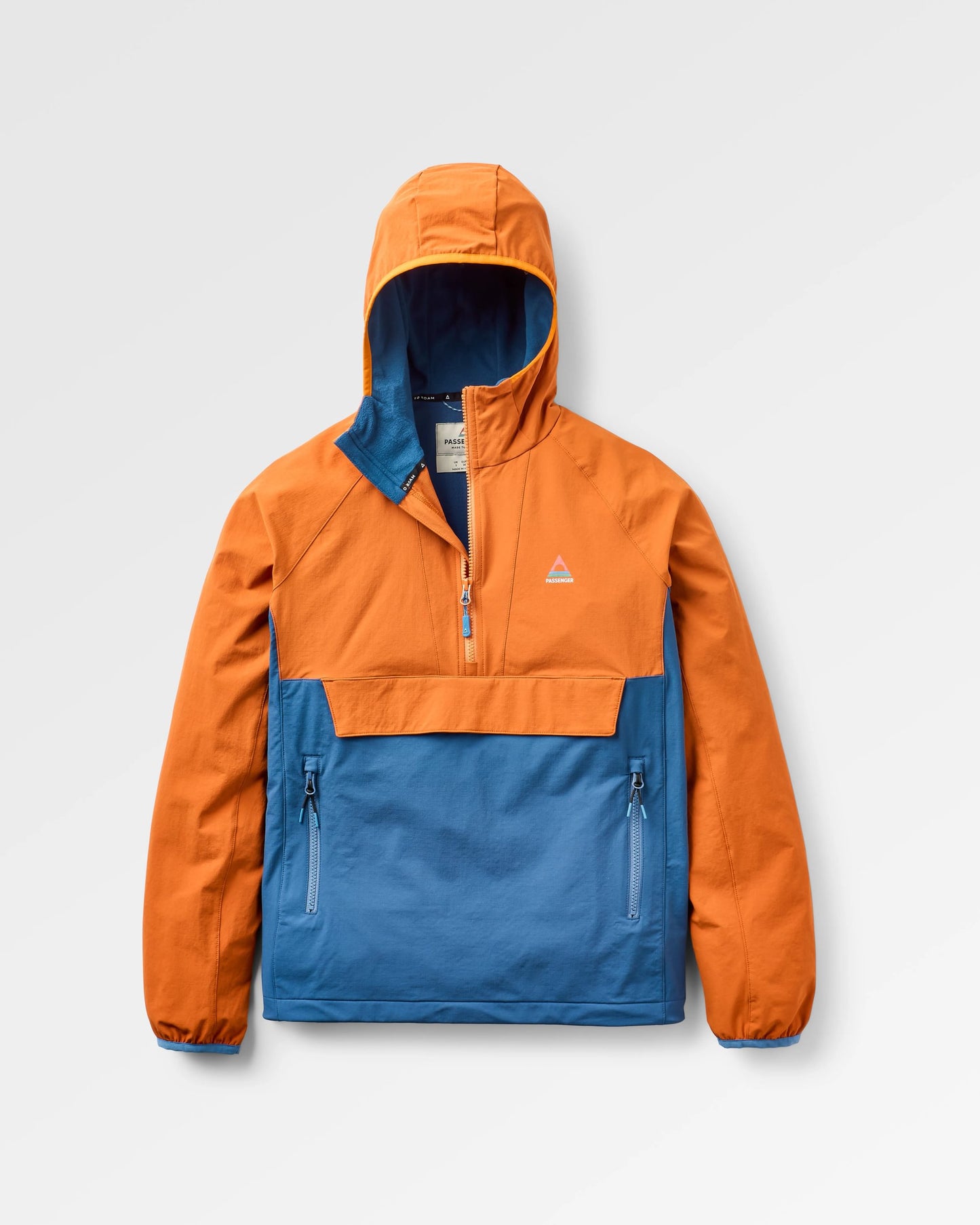 Ocean Light Recycled Softshell Jacket - Dark Denim/Sunset Orange - Flatlay