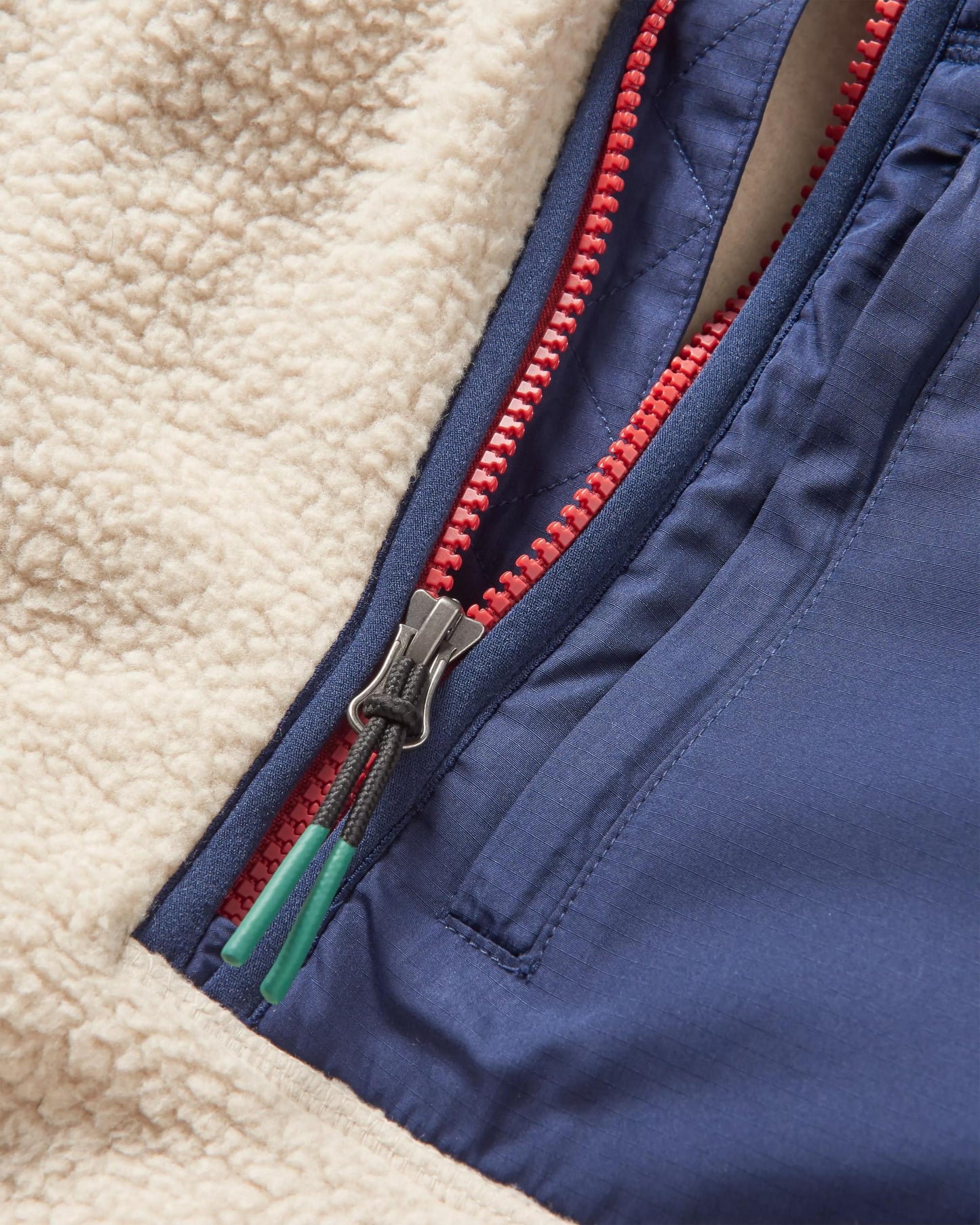 Offgrid 1/2 Zip Recycled Sherpa Fleece - Oatmeal/Navy - Flatlay