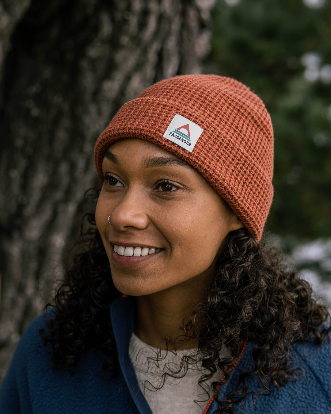 Womens_Moss Double Layer Recycled Waffle Beanie - Baked Clay