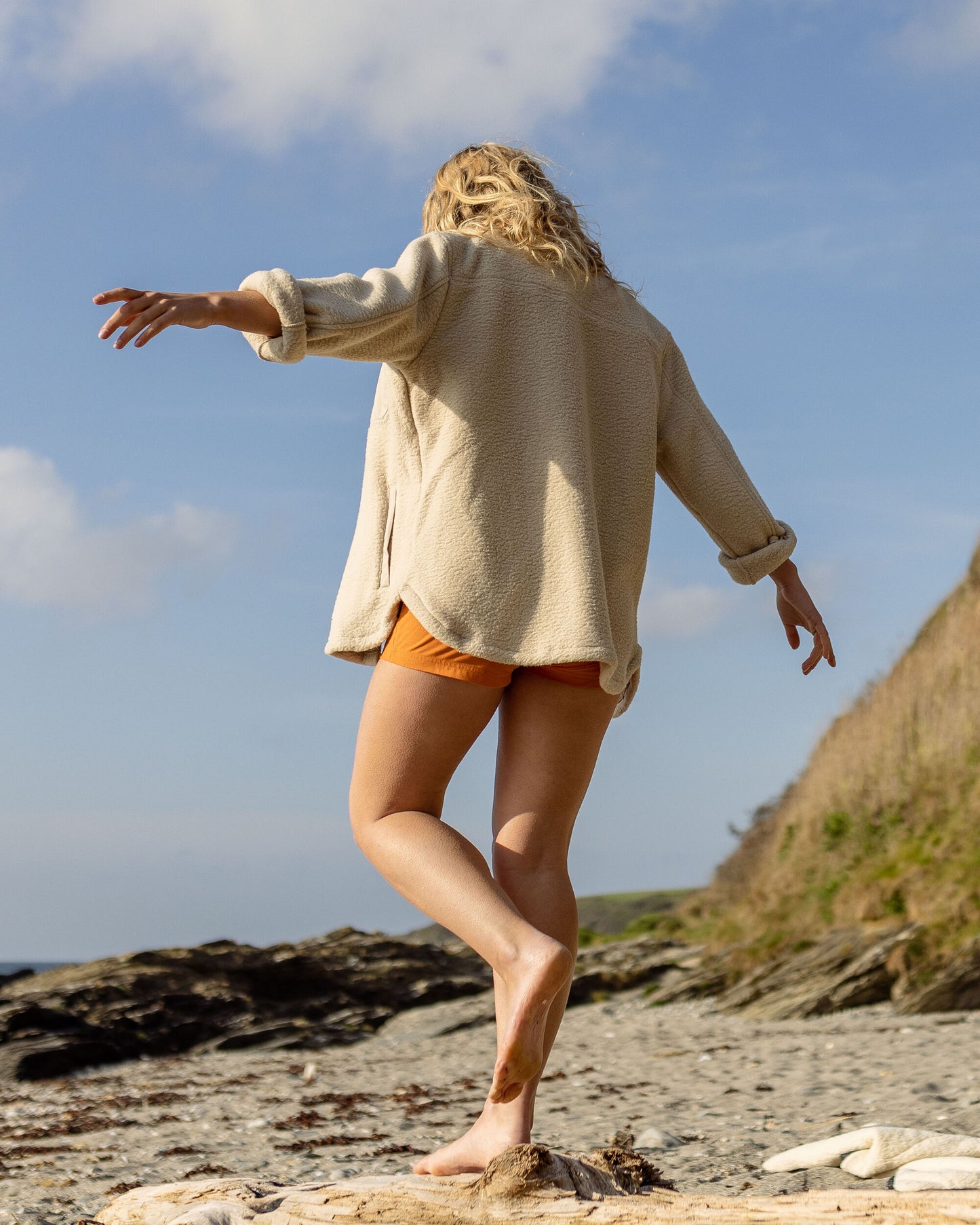 Rappel Recycled Sherpa Oversized Shirt - Oatmeal - Lifestyle