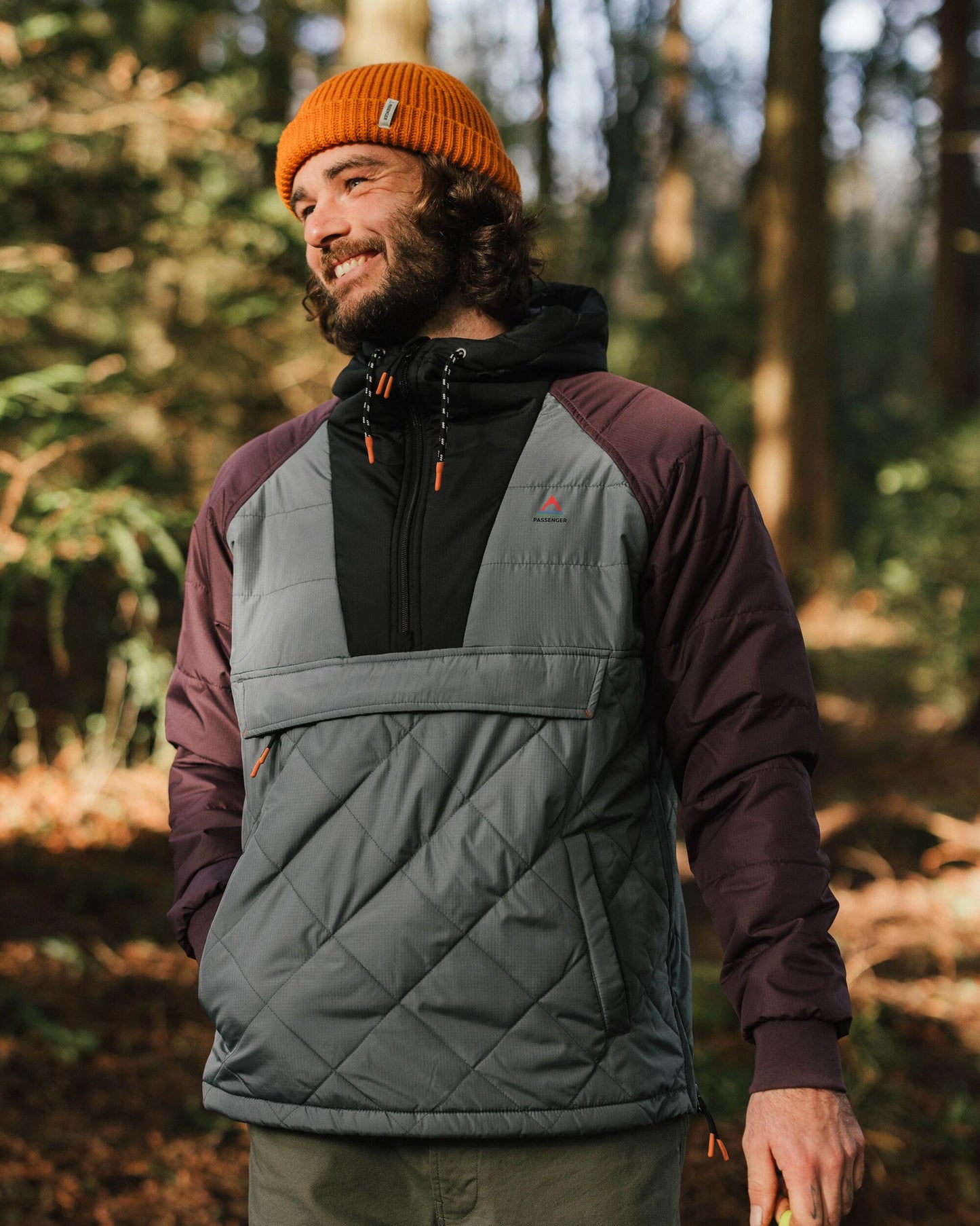 Oceanic Recycled Insulated 1/2 Zip Jacket - Storm Grey/Deep Plum - Lifestyle