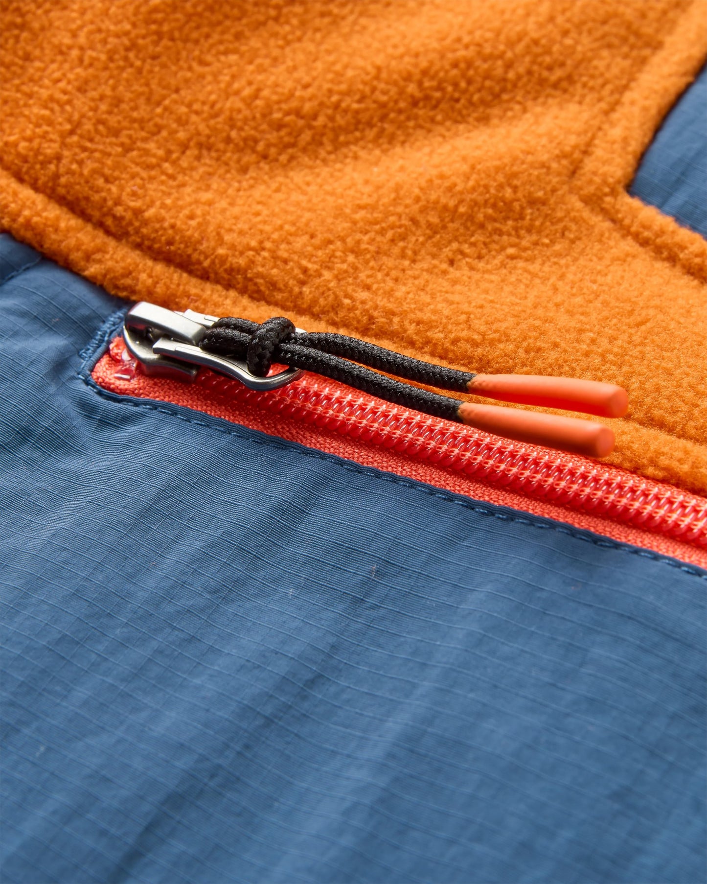 Alexander Recycled Hooded Polar Fleece - Dark Denim/Sunset Orange - Flatlay