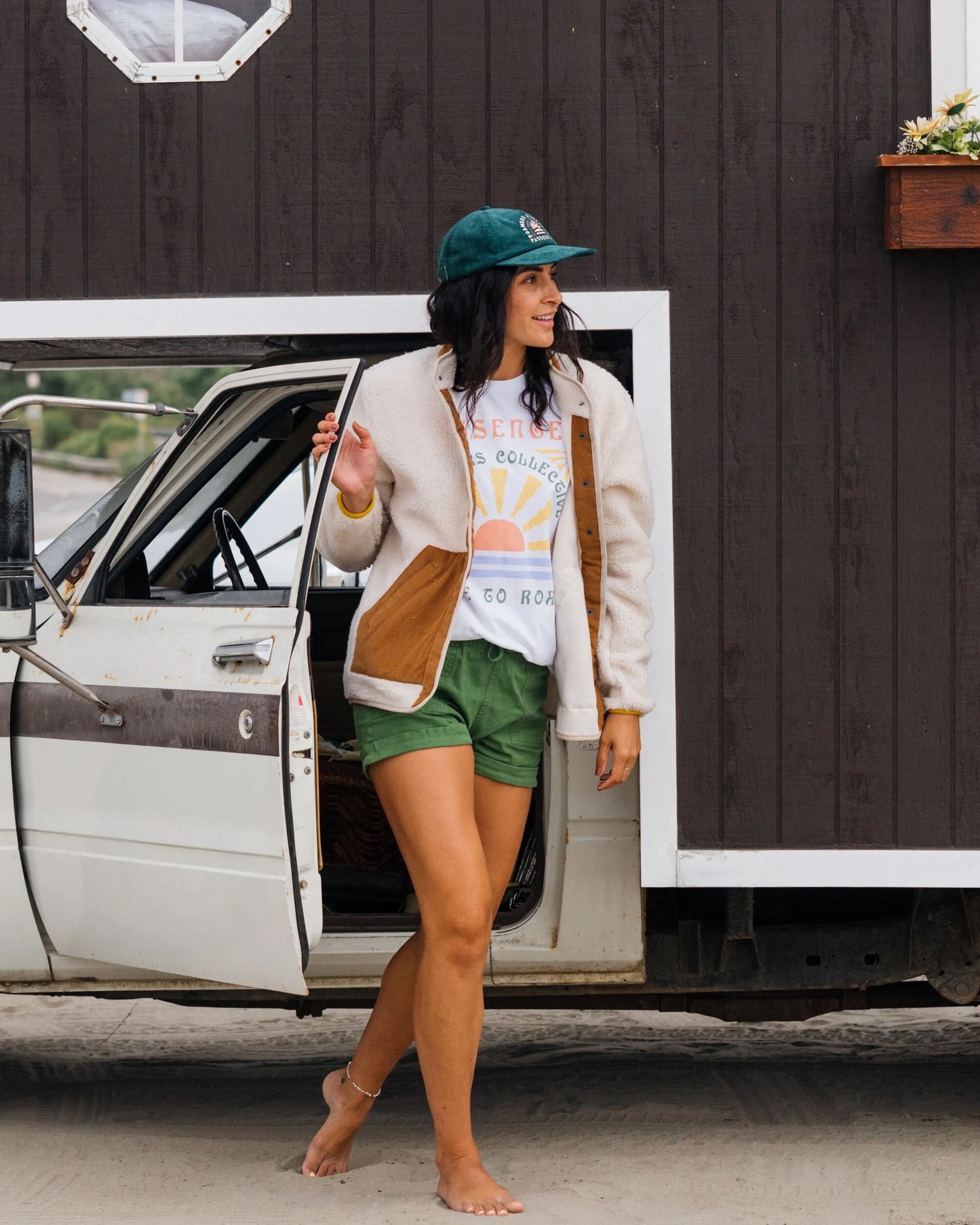 Clover Recycled Cotton-Lined Sherpa Fleece - Vintage White - Lifestyle