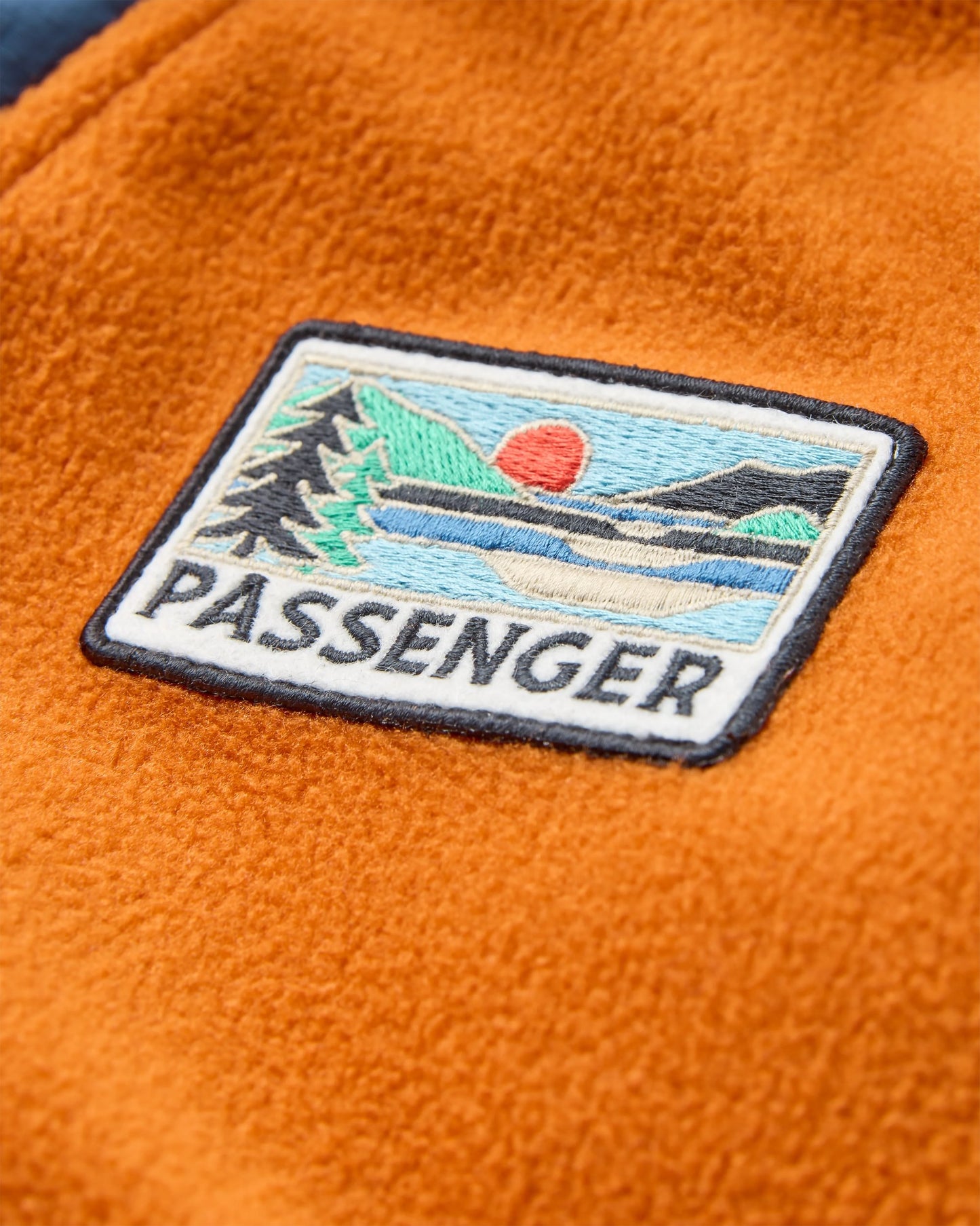 Alexander Recycled Hooded Polar Fleece - Dark Denim/Sunset Orange - Flatlay