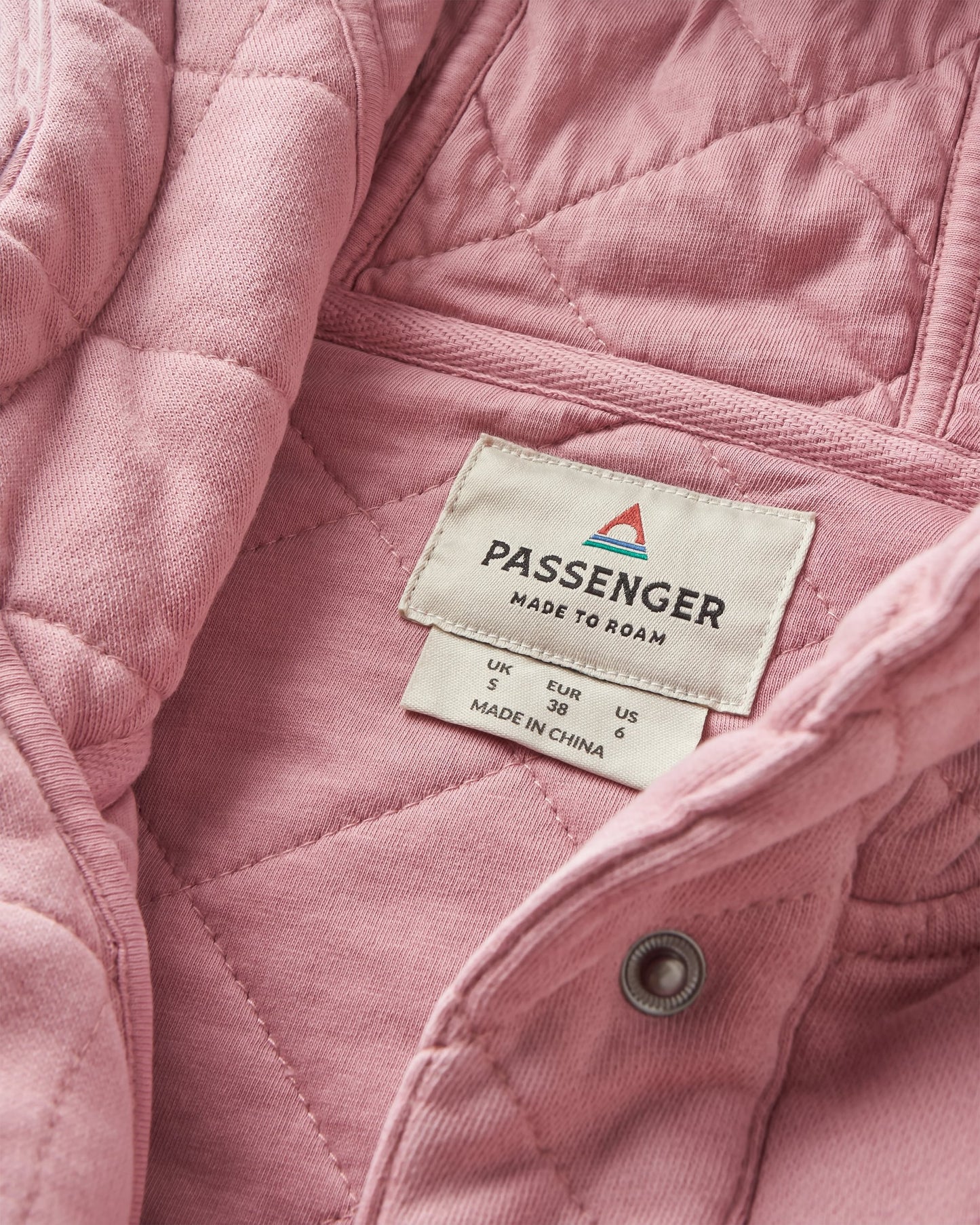 Clementine Recycled Quilted Popper Up Hoodie - Pink Haze - Flatlay