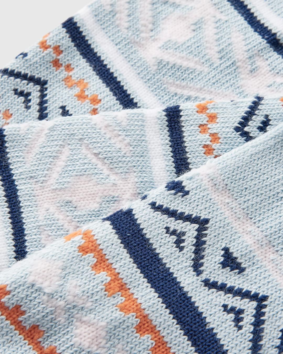 Organic Mid-weight Patterned Socks - Blue Fog - Flatlay