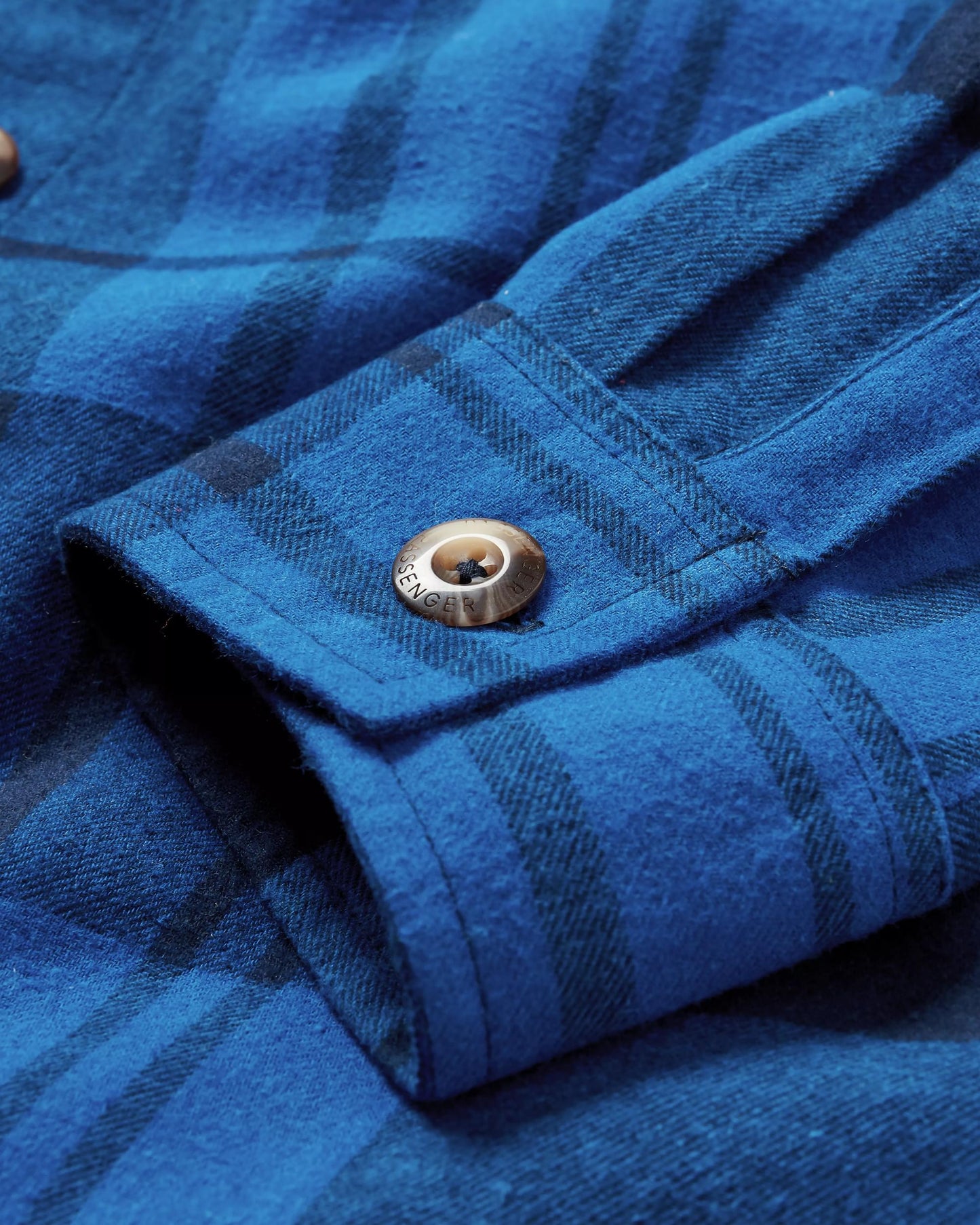 Harmony Organic Cotton Check Shirt - True Blue - Flatlay