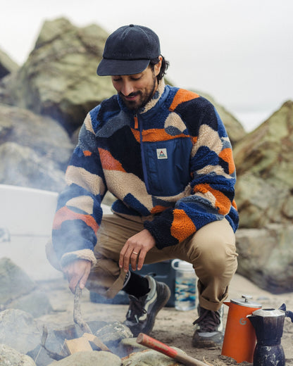 Offroad Recycled Sherpa 1/2 Zip Fleece - Vista Patchwork Dark Denim - Lifestyle
