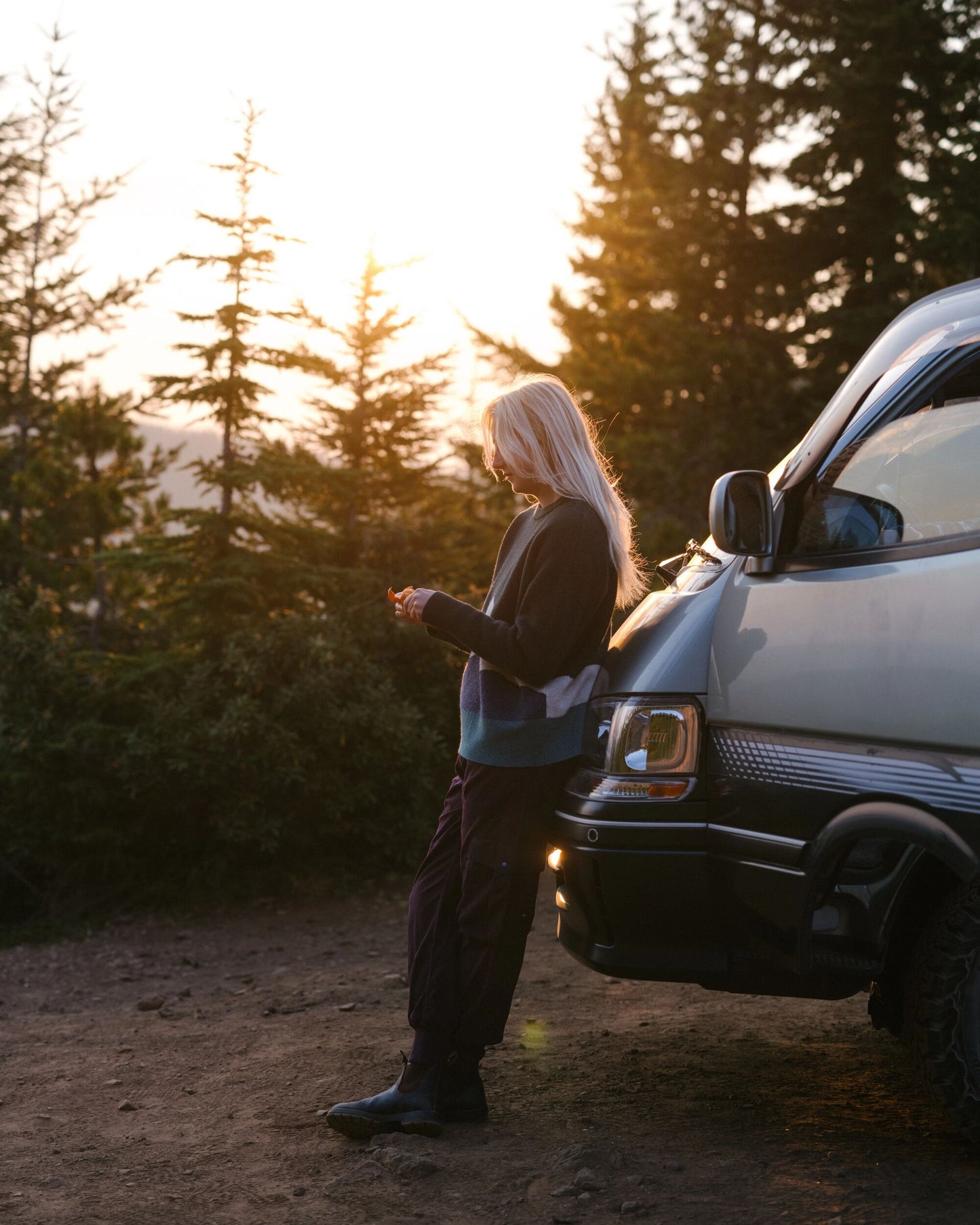 Vista Recycled Knitted Jumper - Rain Forest - Lifestyle