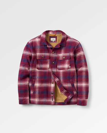 Freestyle Sherpa-Lined Overshirt - Wine/Rich Navy Check - Flatlay
