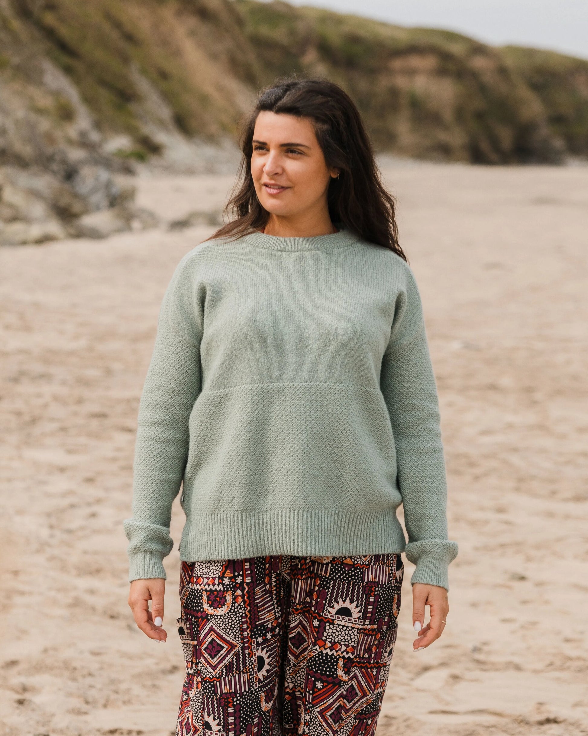 Cove Recycled Knitted Jumper - Pistachio - Lifestyle