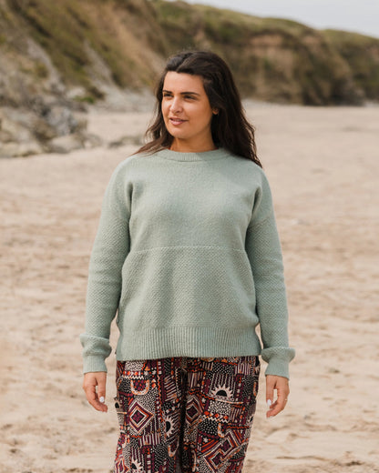 Cove Recycled Knitted Jumper - Pistachio - Lifestyle