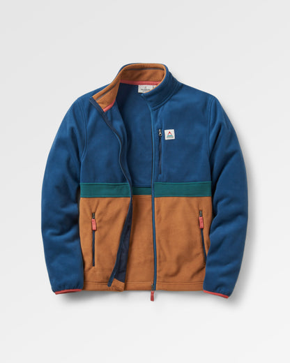 Ridge Full Zip Recycled Polar Fleece - Dark Denim/Toffee - Flatlay