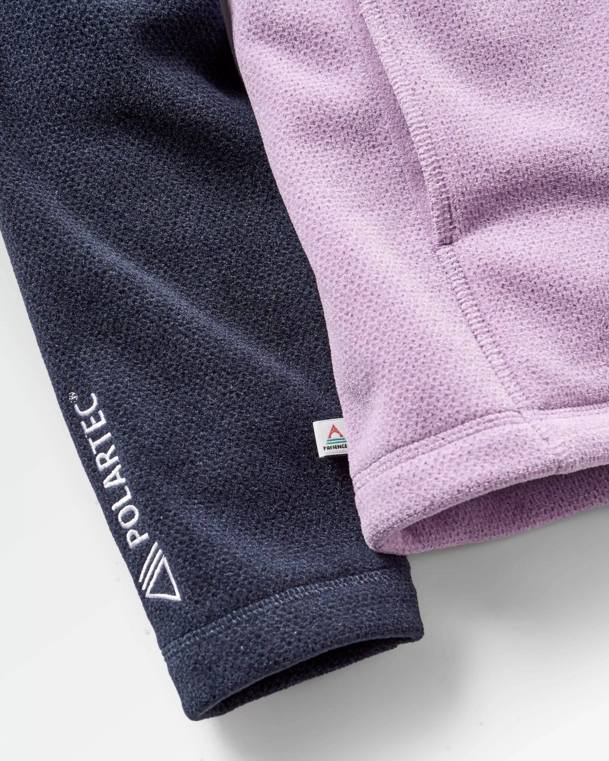 Women's Snowdrop Recycled Polartec® Fleece - Lilac/ Deep Navy - Flatlay