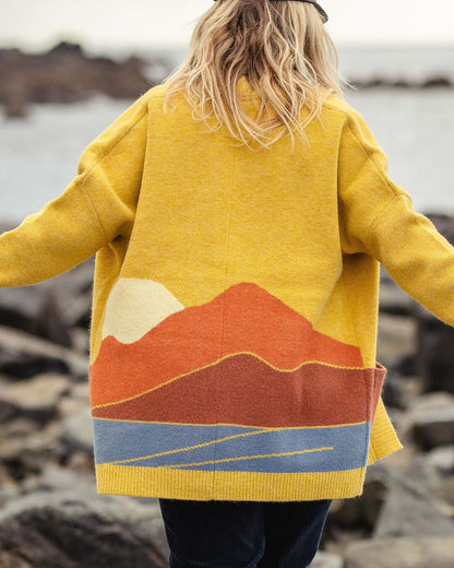 Vista Recycled Knitted Cardigan - Amber Gold - Lifestyle