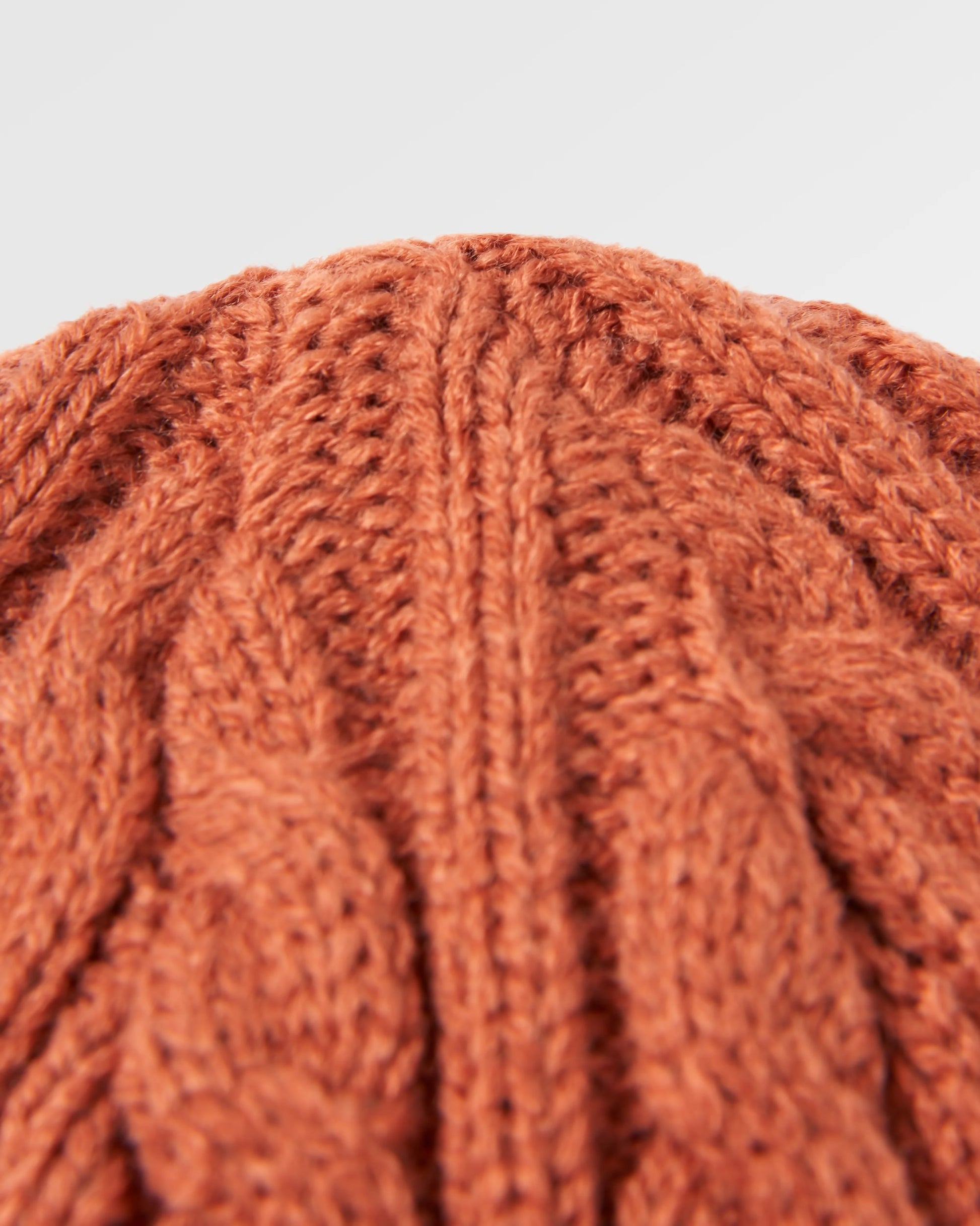 Fireside Recycled Cable Knit Beanie - Baked Clay - Flatlay
