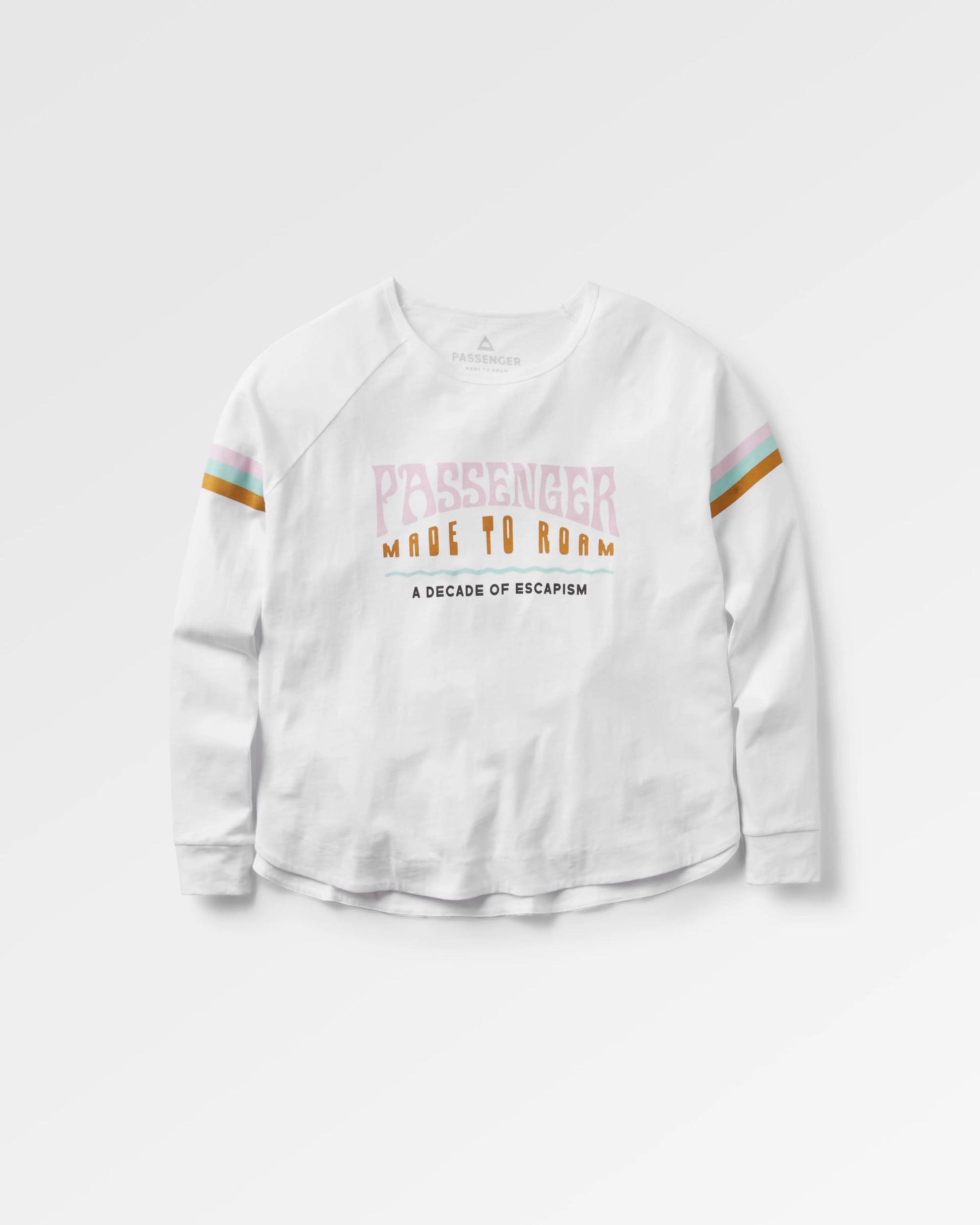 La Sarena Recycled Cotton Oversized LS T-Shirt - White - Flatlay
