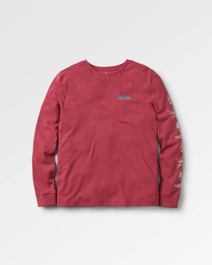 Dawn Recycled Cotton LS T-Shirt - Earth Red - Flatlay