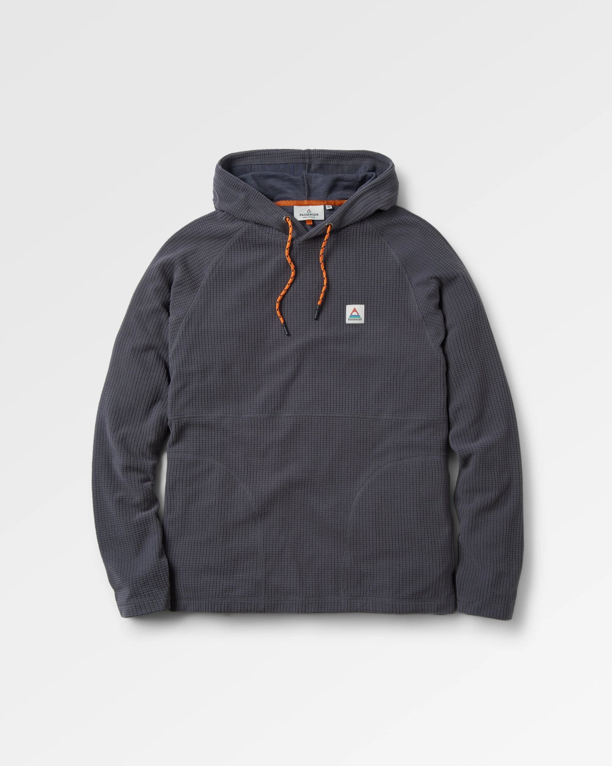 Point Recycled Grid Polar Fleece Hoodie - Charcoal - Flatlay