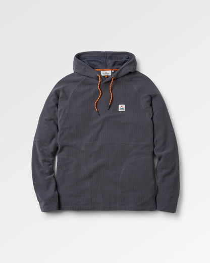 Point Recycled Grid Polar Fleece Hoodie - Charcoal - Flatlay