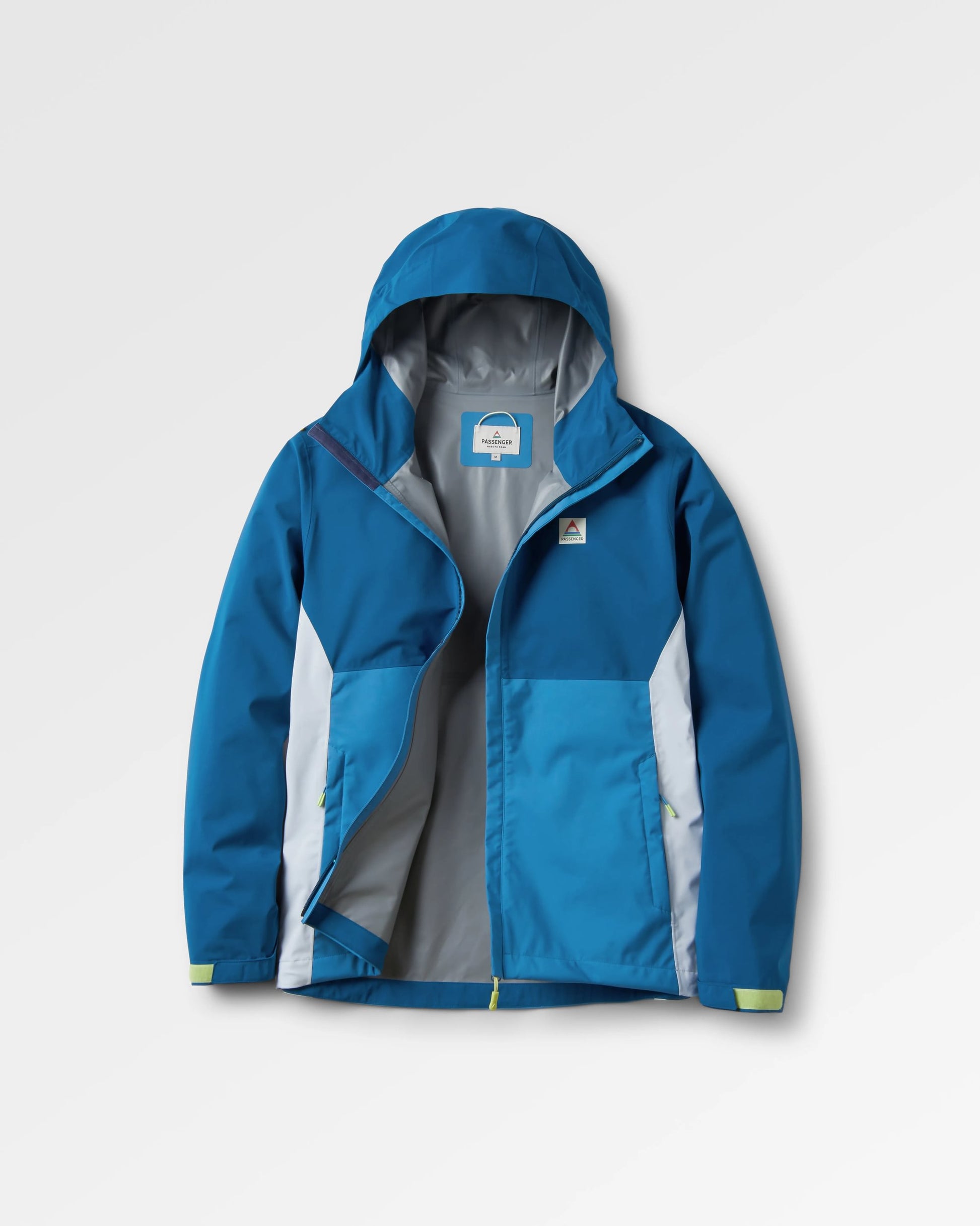 Downpour Recycled Waterproof Jacket - Tidal Blue/Blue Steel - Flatlay