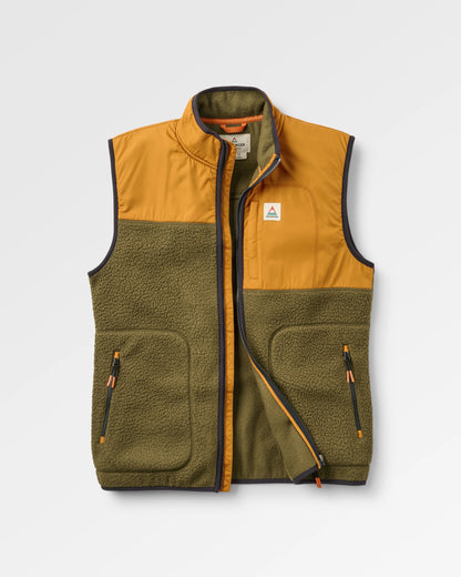 Offgrid Recycled Sherpa Fleece Vest - Dark Olive - Flatlay