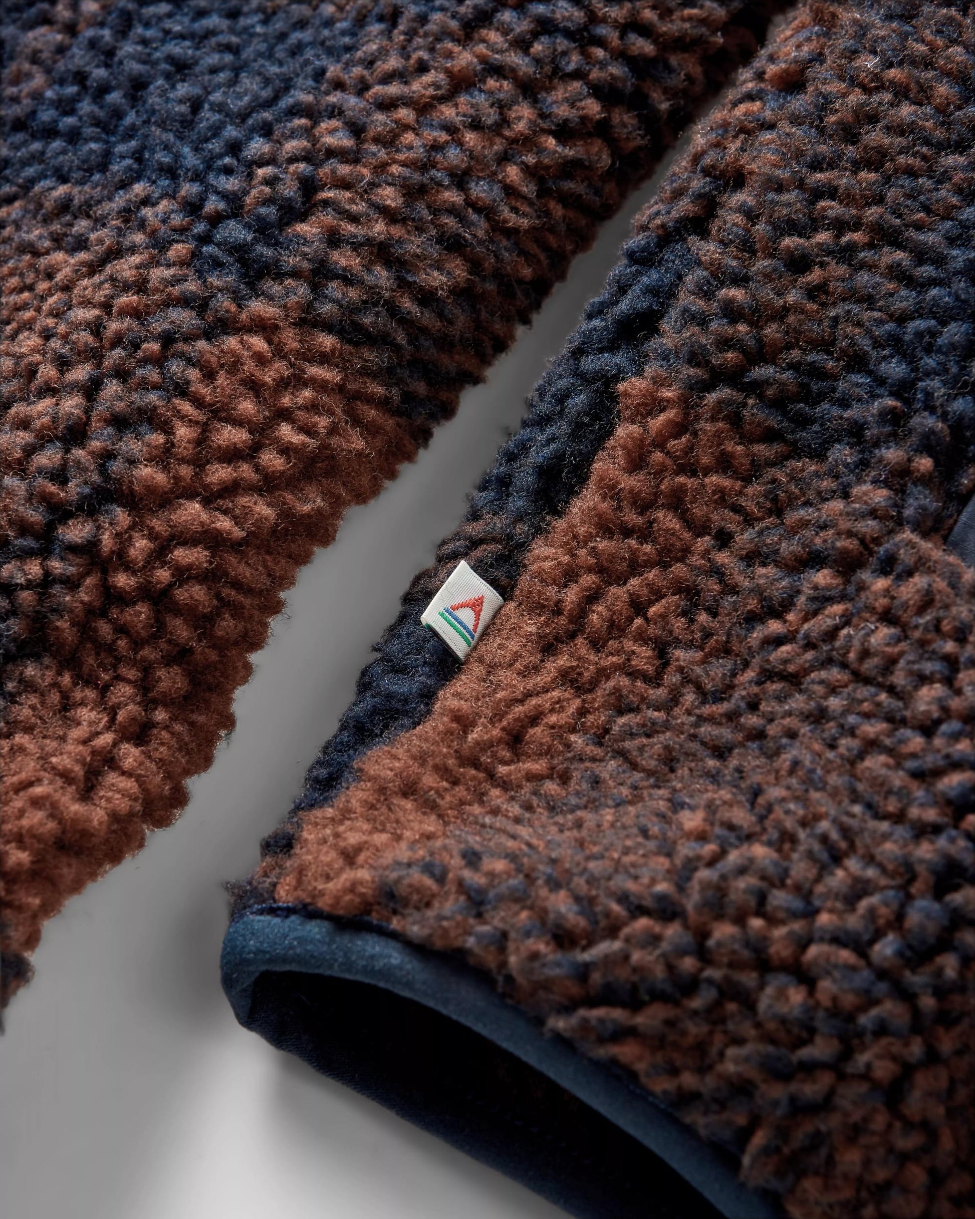 Offroad Recycled Sherpa 1/2 Zip Fleece - Chestnut/Deep Navy Check
