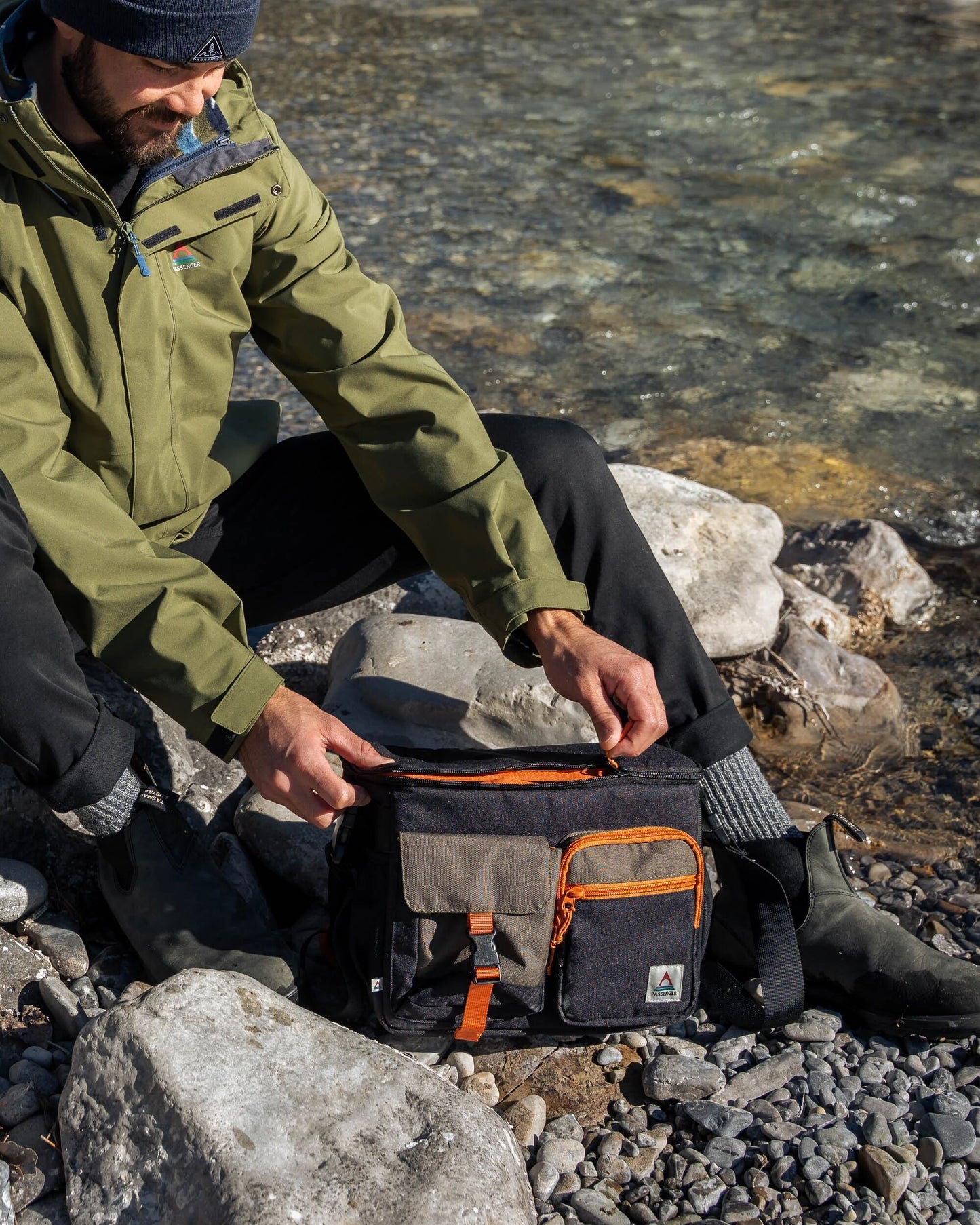 MensBoondocker Recycled Camera Bag - True Black/ Khaki - Lifestyle