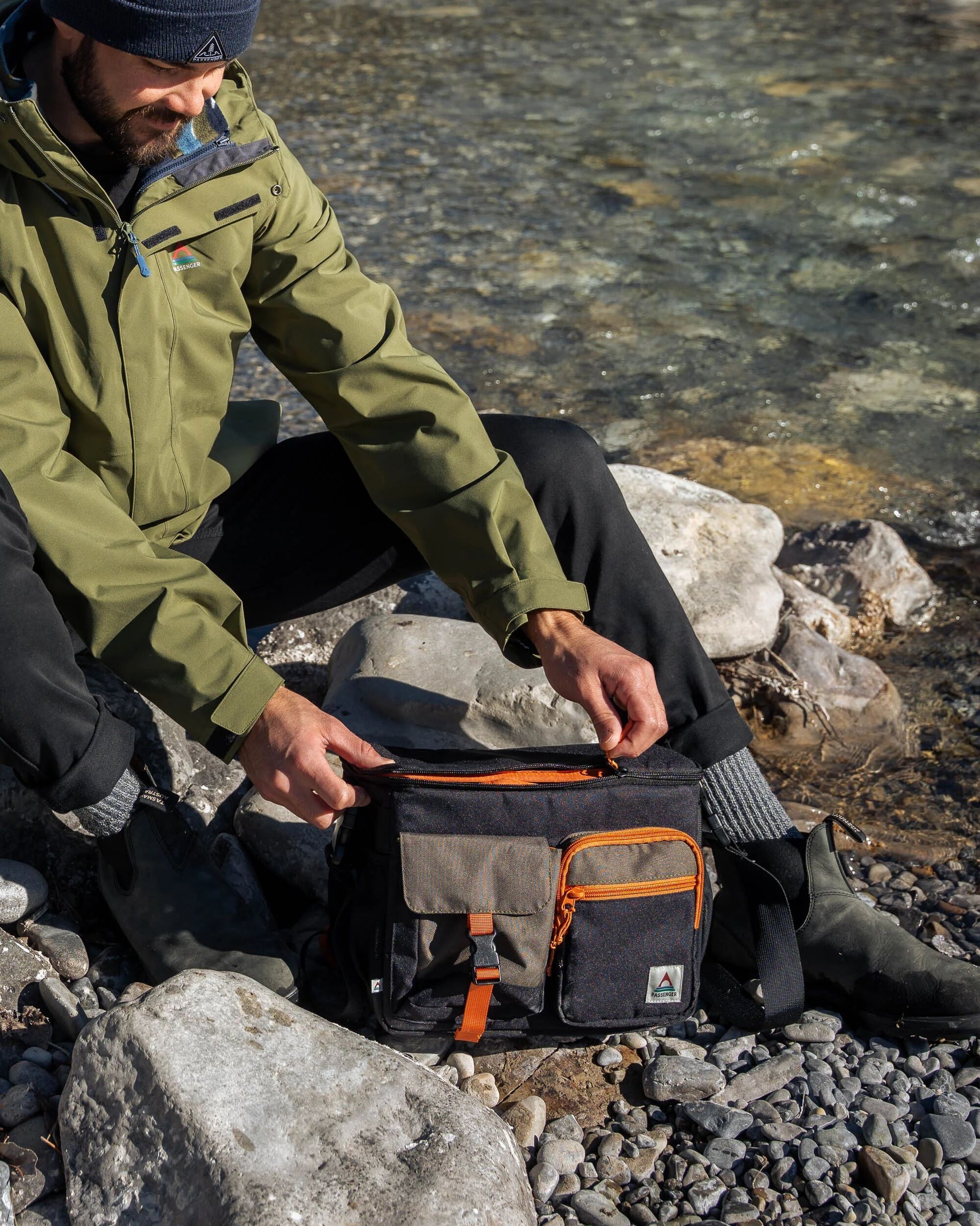 MensBoondocker Recycled Camera Bag - True Black/ Khaki - Lifestyle